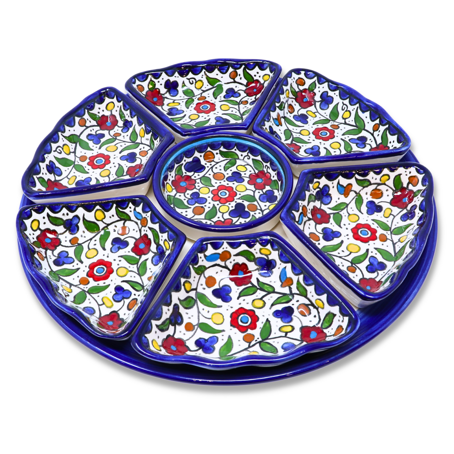 Handmade Ceramic 8-Piece Appetizer and Condiment Platter 32 cm