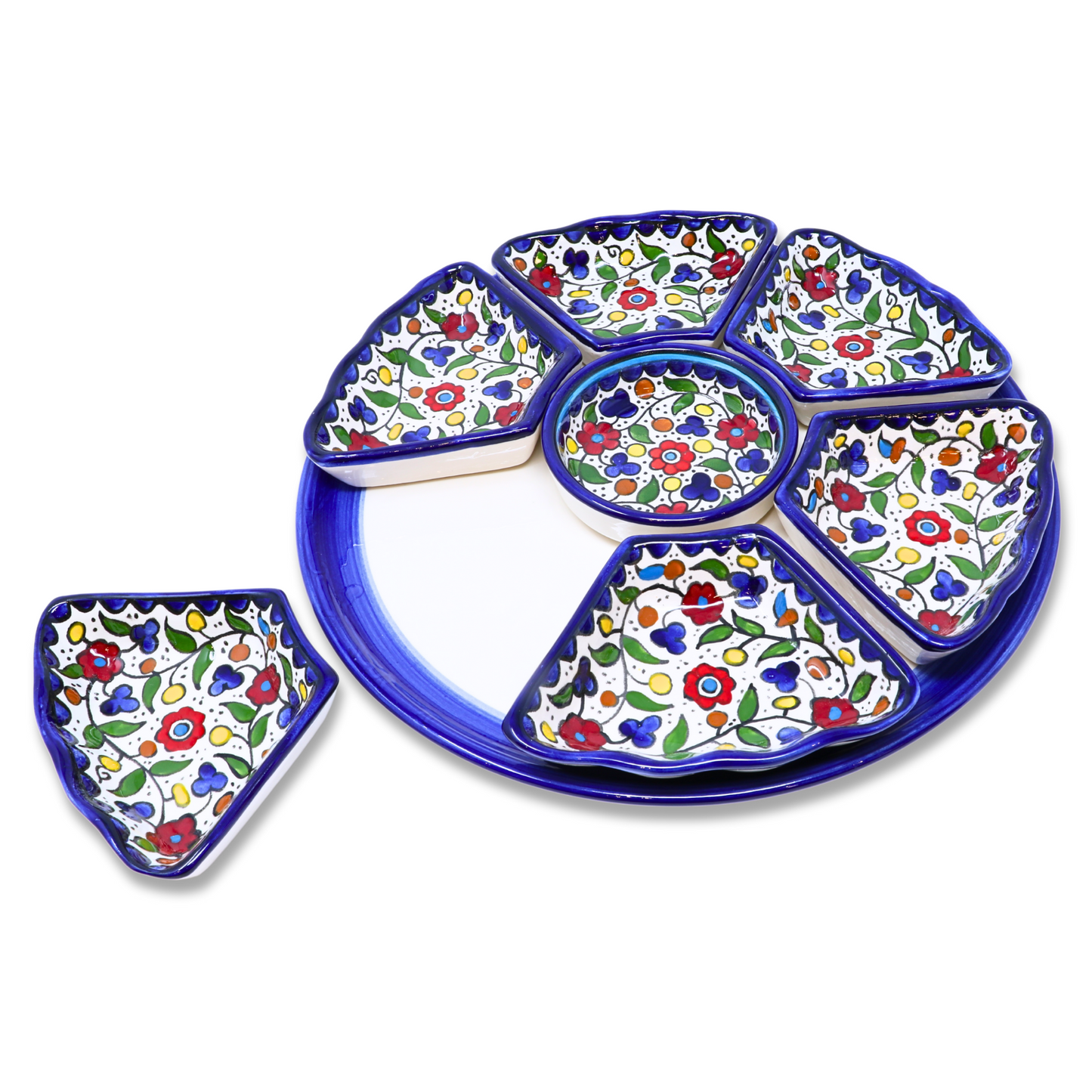 Handmade Ceramic 8-Piece Appetizer and Condiment Platter 32 cm