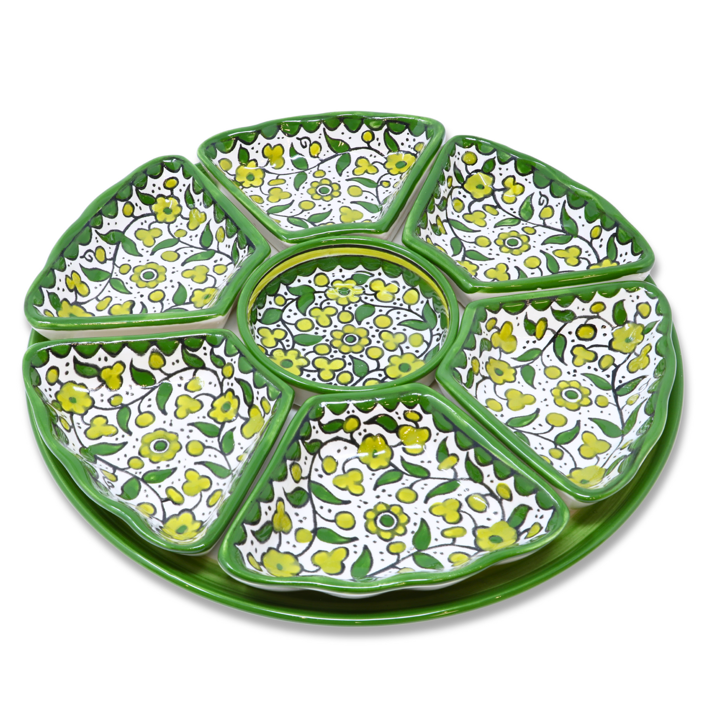 Handmade Ceramic 8-Piece Appetizer and Condiment Platter 32 cm