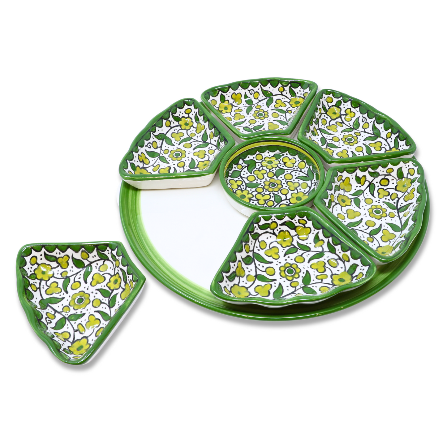 Handmade Ceramic 8-Piece Appetizer and Condiment Platter 32 cm