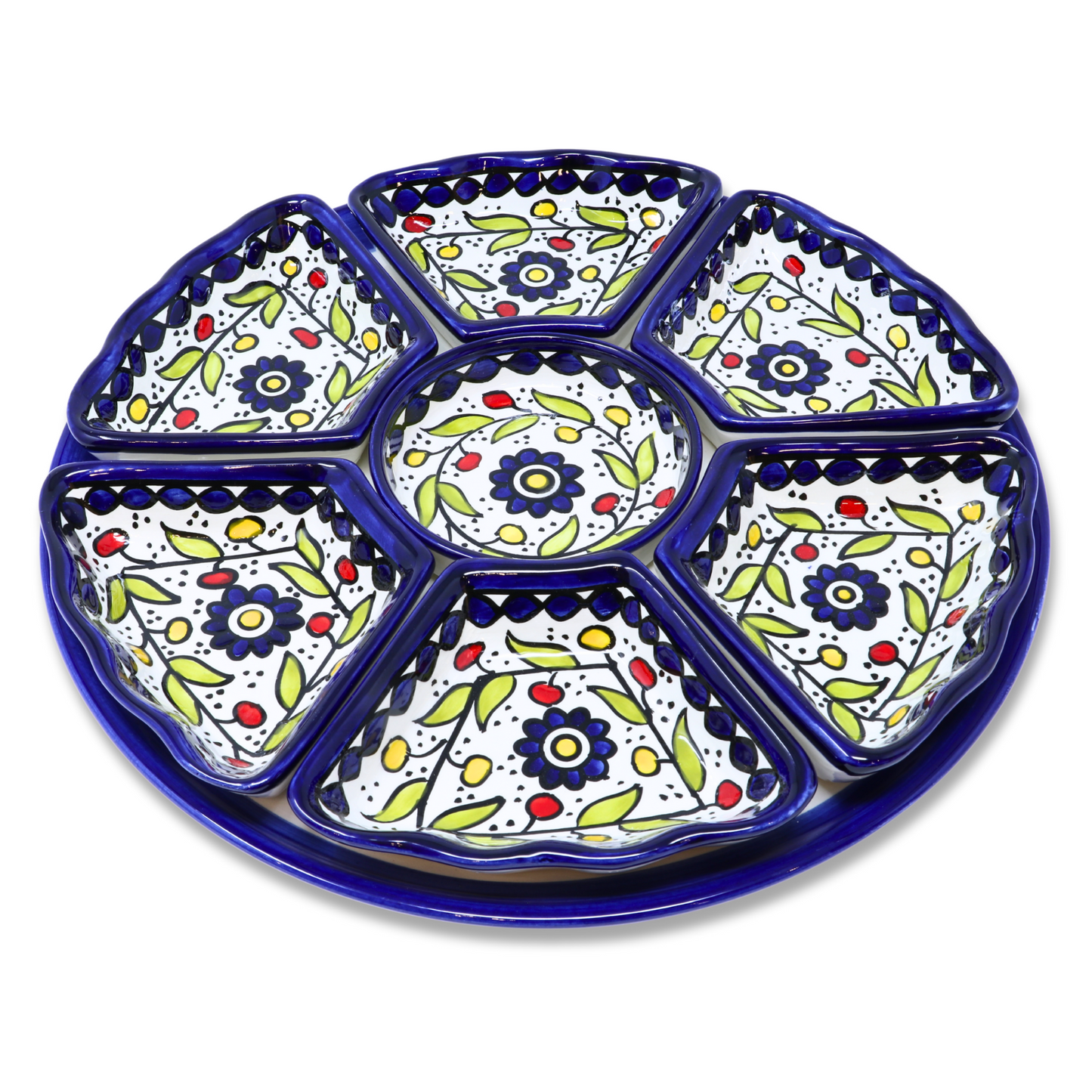 Handmade Ceramic 8-Piece Appetizer and Condiment Platter 32 cm