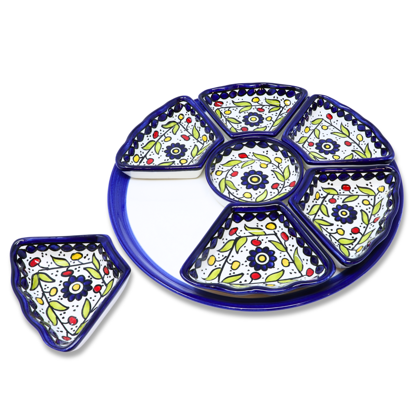 Handmade Ceramic 8-Piece Appetizer and Condiment Platter 32 cm