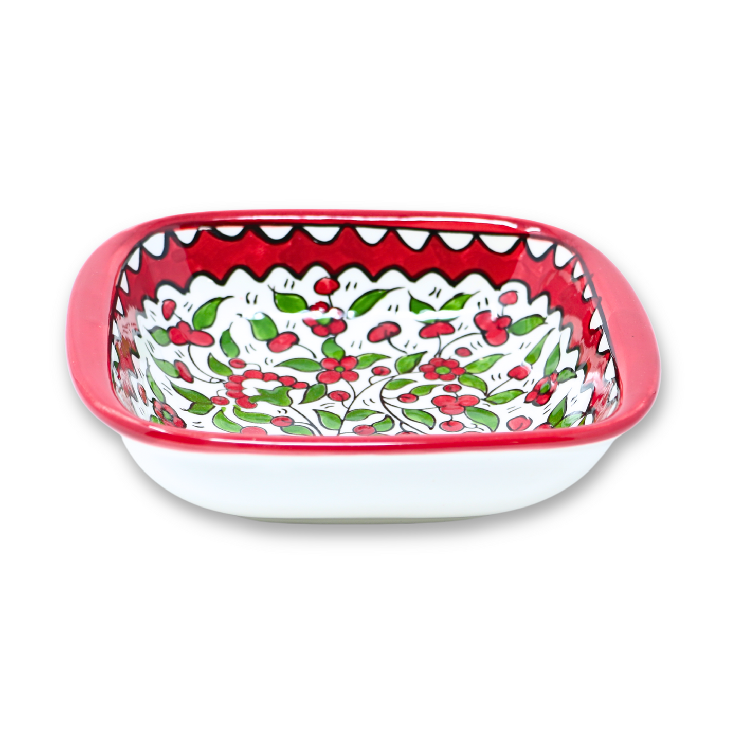 Handmade Ceramic Square Bowl with Handle 16 cm