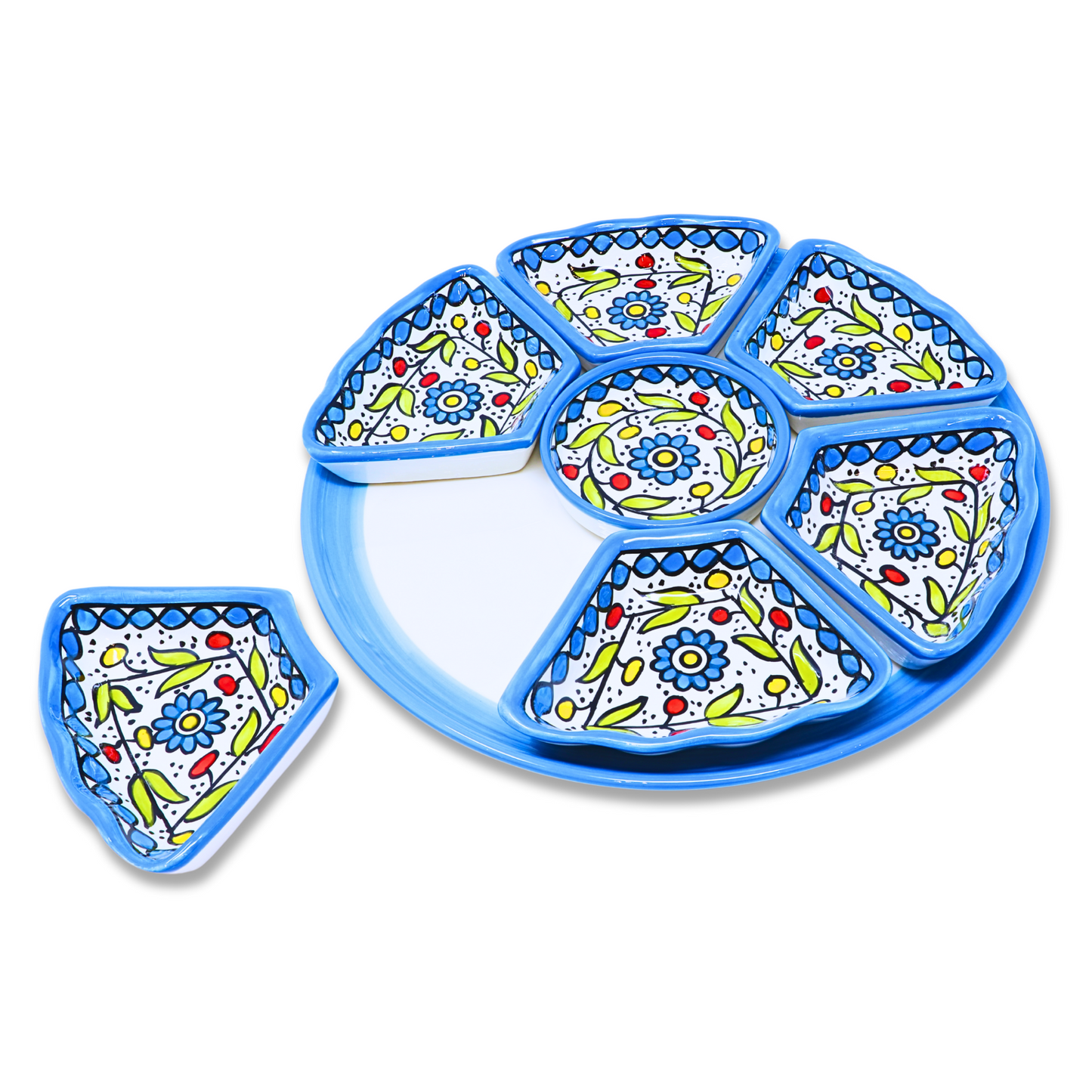 Handmade Ceramic 8-Piece Appetizer and Condiment Platter 32 cm