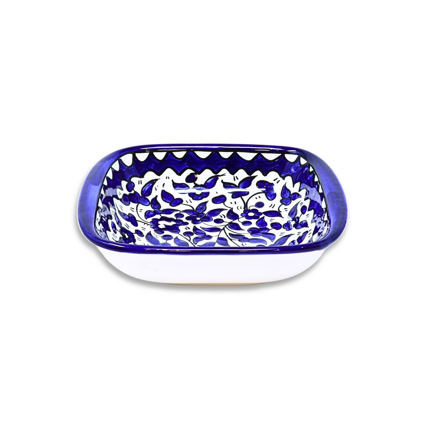 Handmade Ceramic Square Bowl with Handle 16 cm