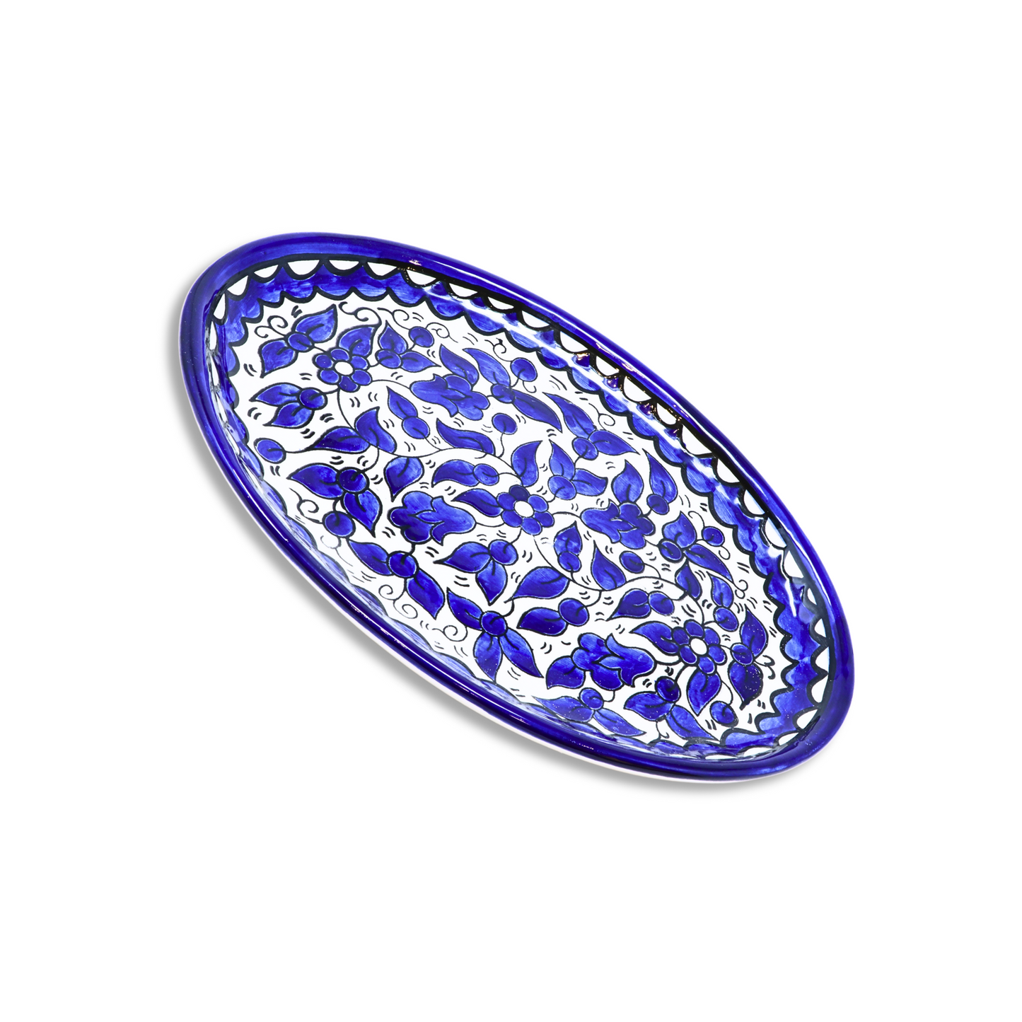 Handmade Ceramic Flat Serving Platter, Oval, 26x18 cm