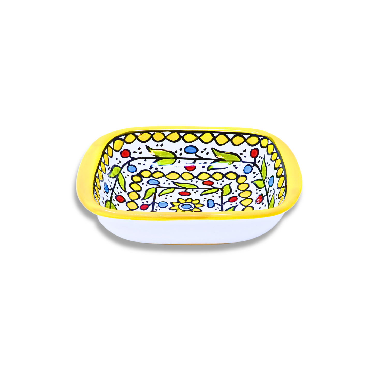 Handmade Ceramic Square Bowl with Handle 16 cm