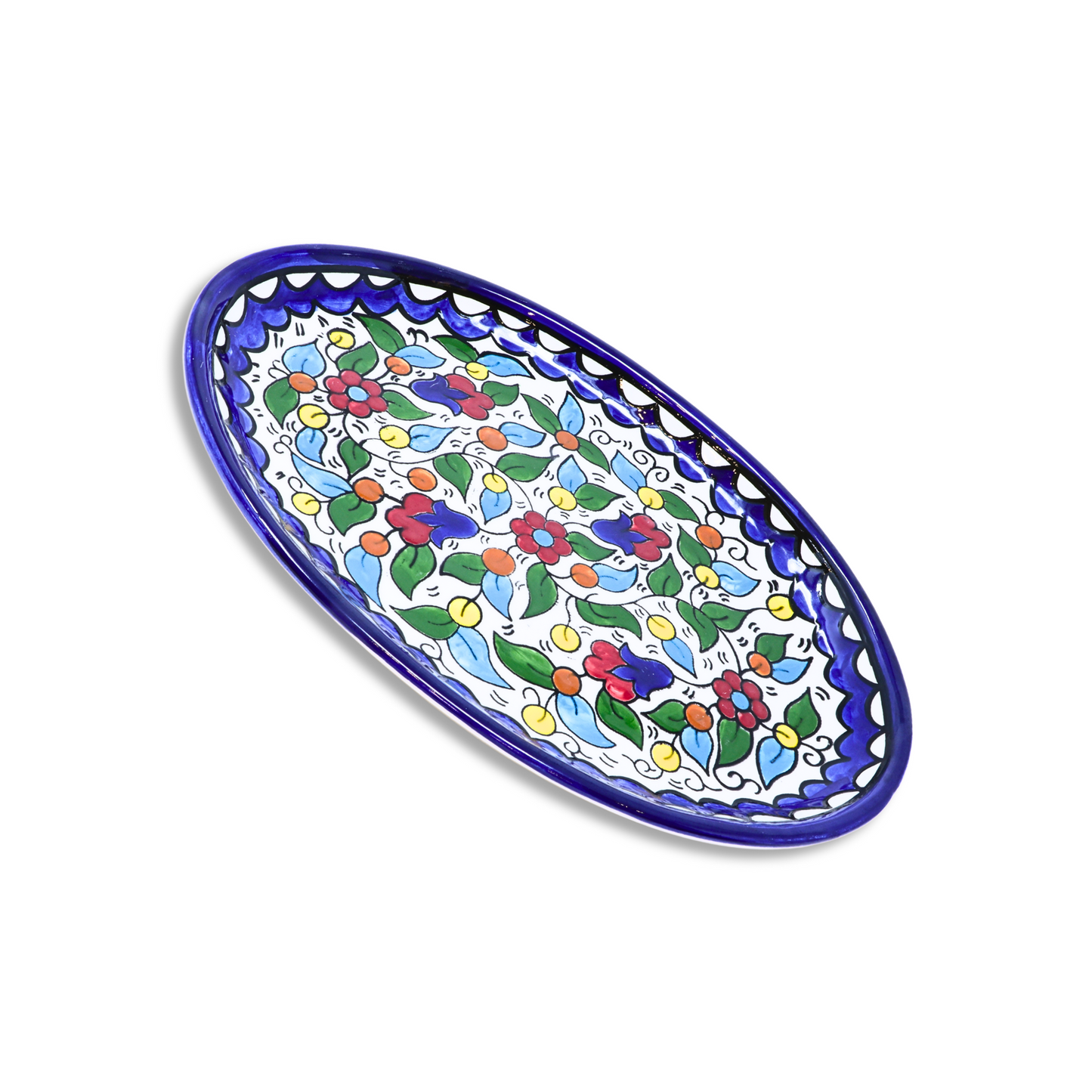 Handmade Ceramic Flat Serving Platter, Oval, 26x18 cm