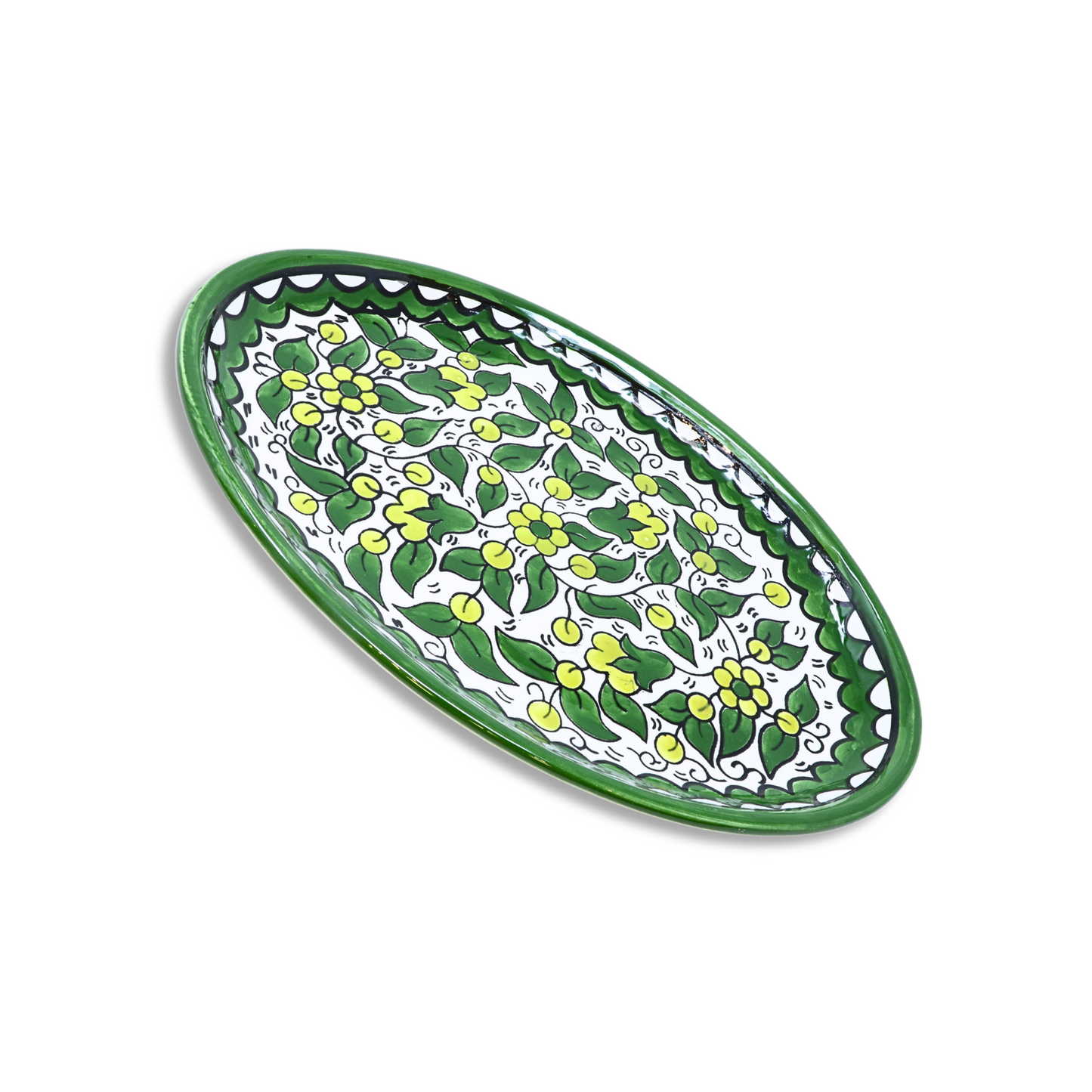 Handmade Ceramic Flat Serving Platter, Oval, 26x18 cm