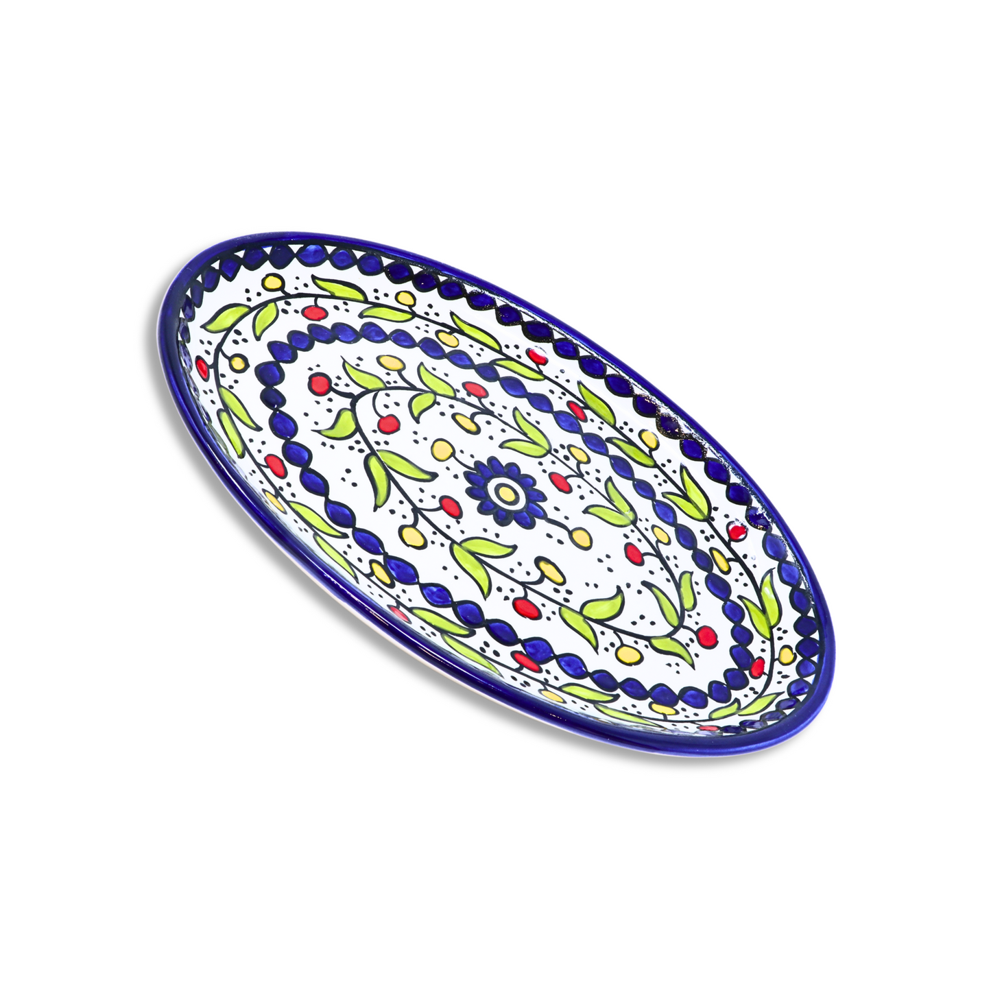 Handmade Ceramic Flat Serving Platter, Oval, 26x18 cm