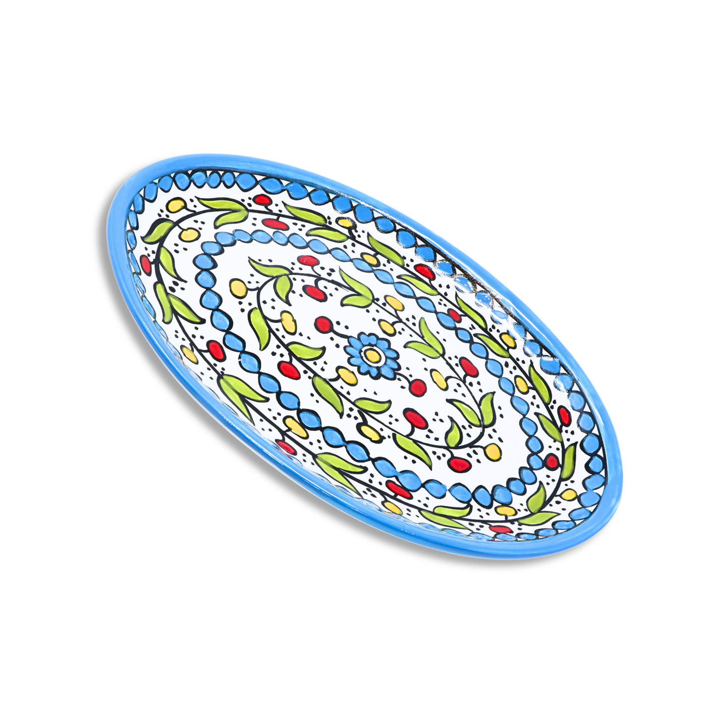 Handmade Ceramic Flat Serving Platter, Oval, 26x18 cm