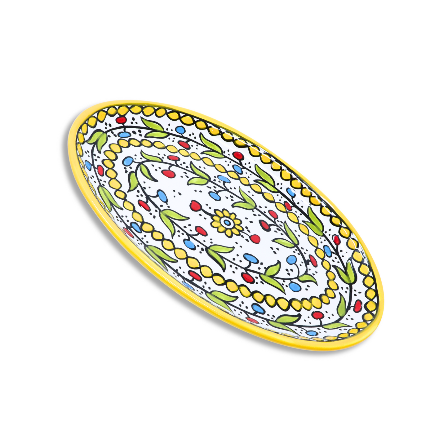 Handmade Ceramic Flat Serving Platter, Oval, 26x18 cm