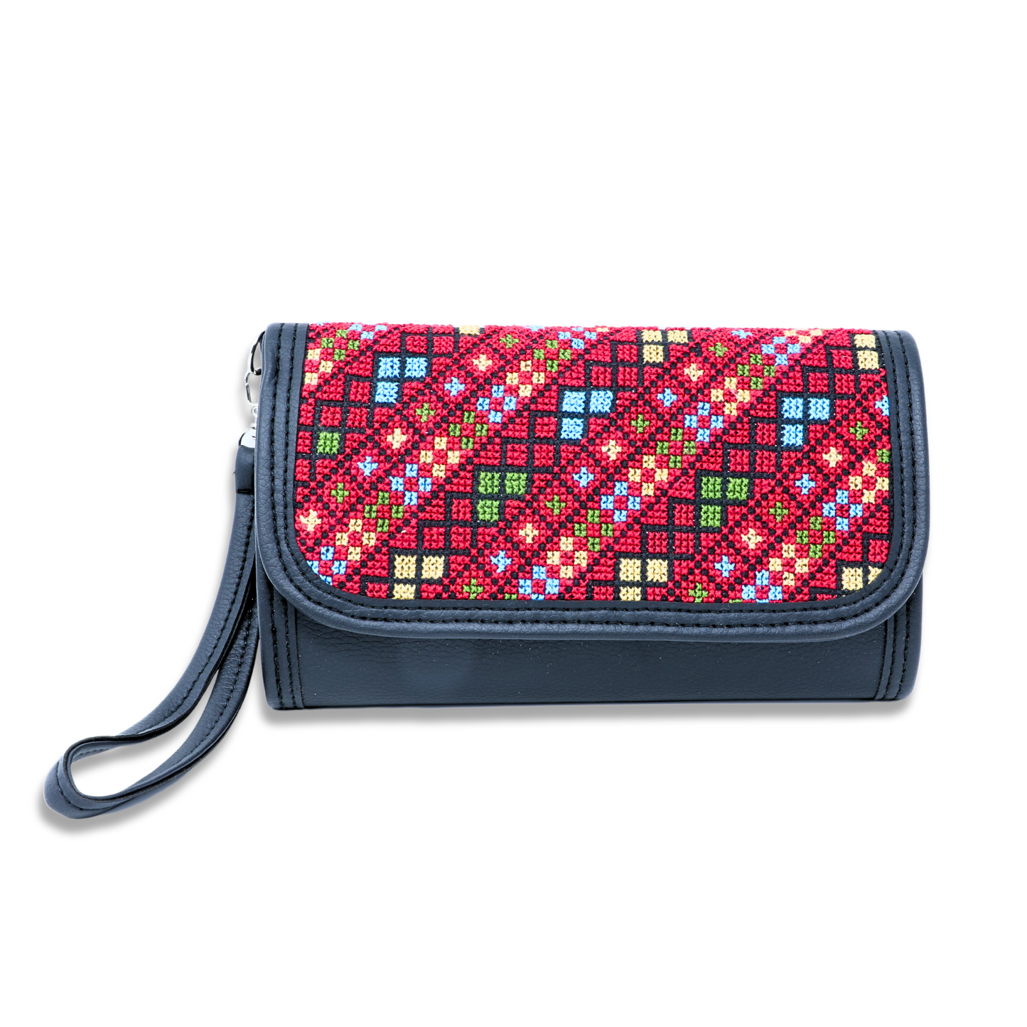 Artistry in Stitches: Hand-Embroidered Leather Wallet with Ample Card Holders (20x12 cm)