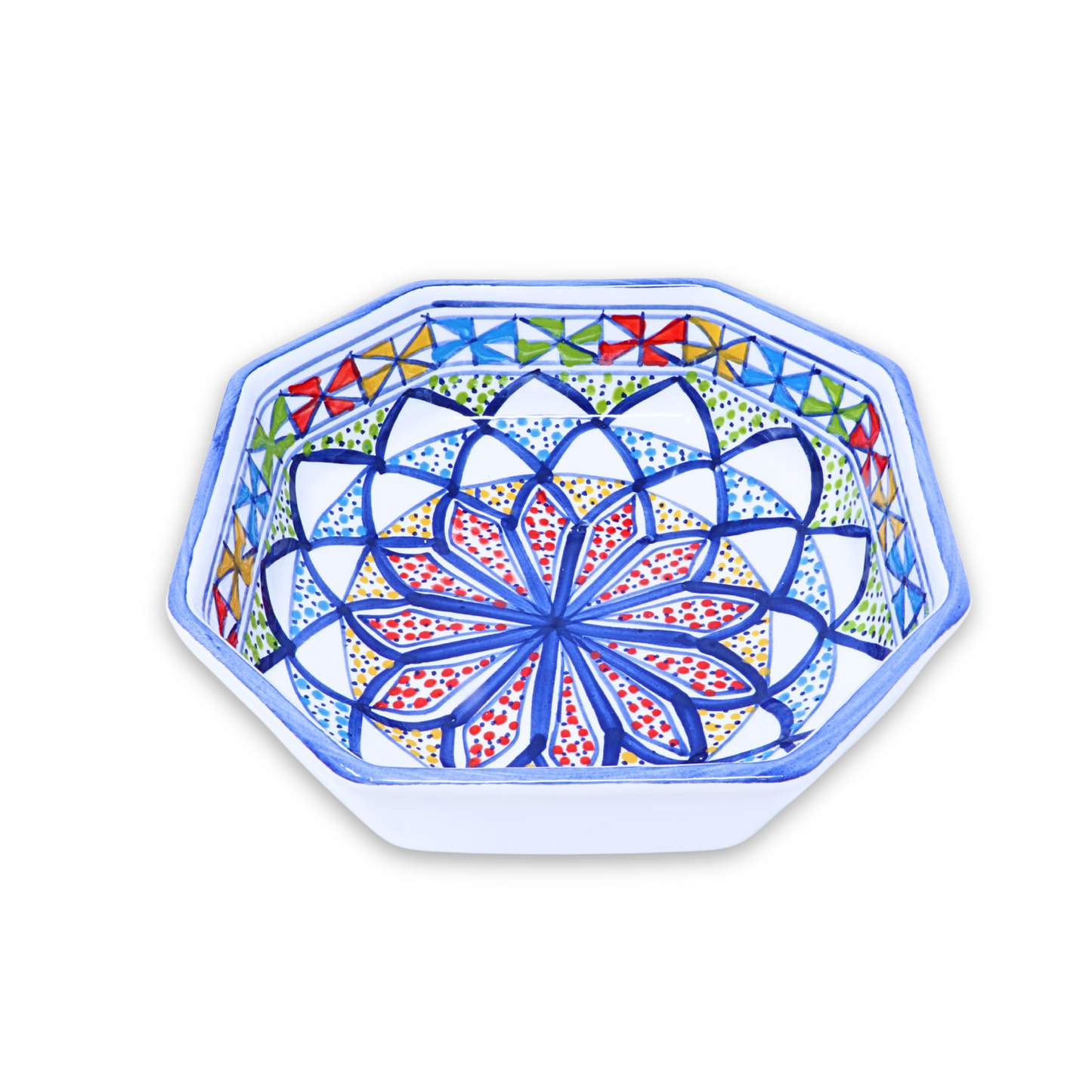 Handmade Ceramic Octagonal Bowl, 20 cm