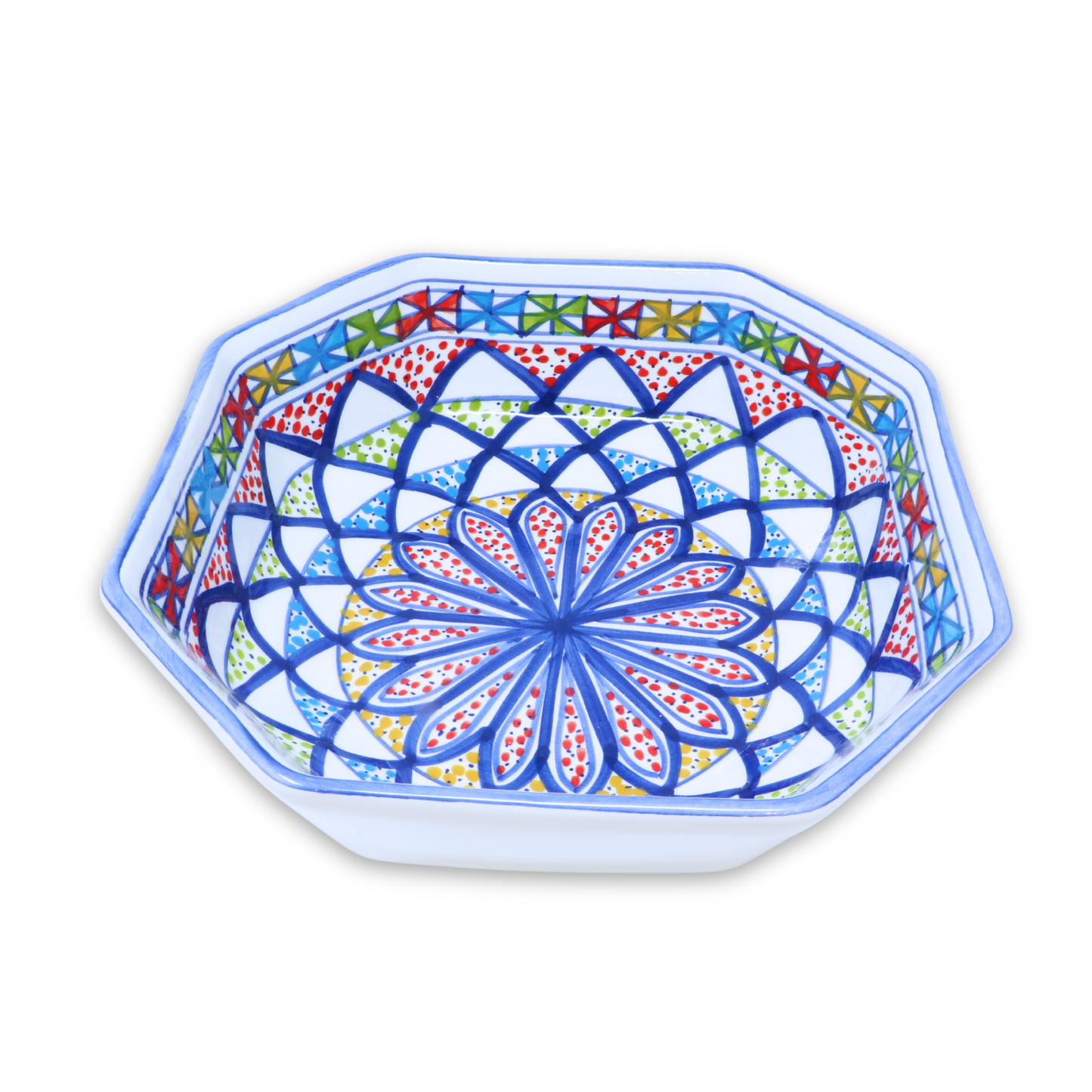 Handmade Ceramic Octagonal Bowl, 25 cm