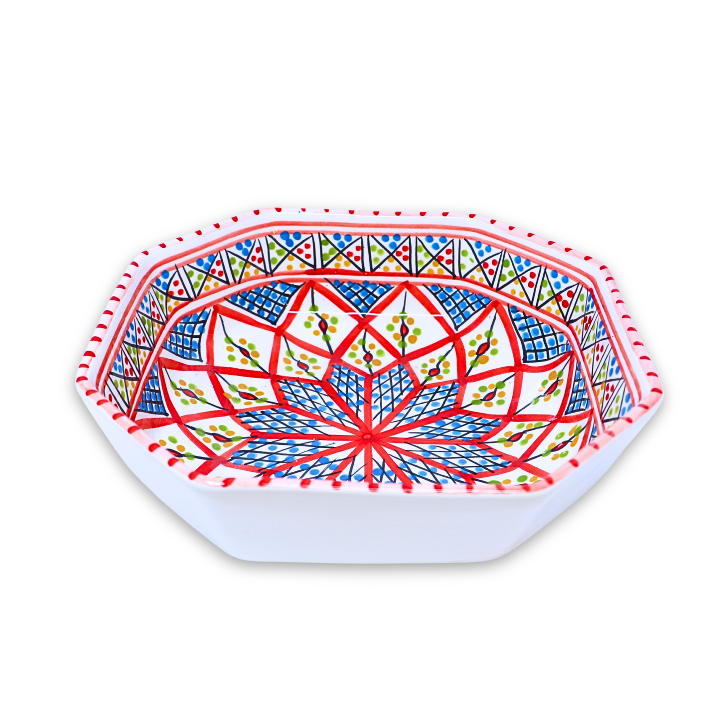 Handmade Ceramic Octagonal Bowl, 25 cm