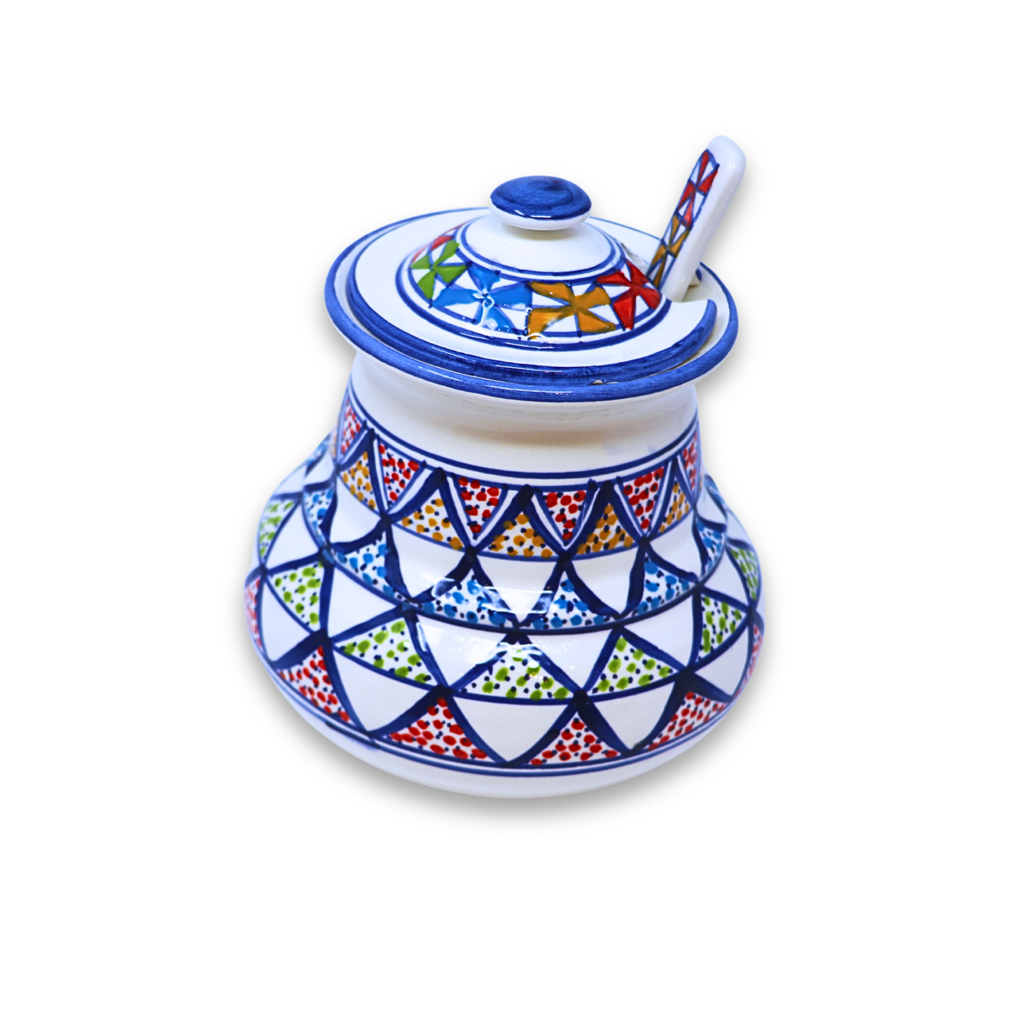 Handmade Ceramic Pot with Spoon, 17 cm