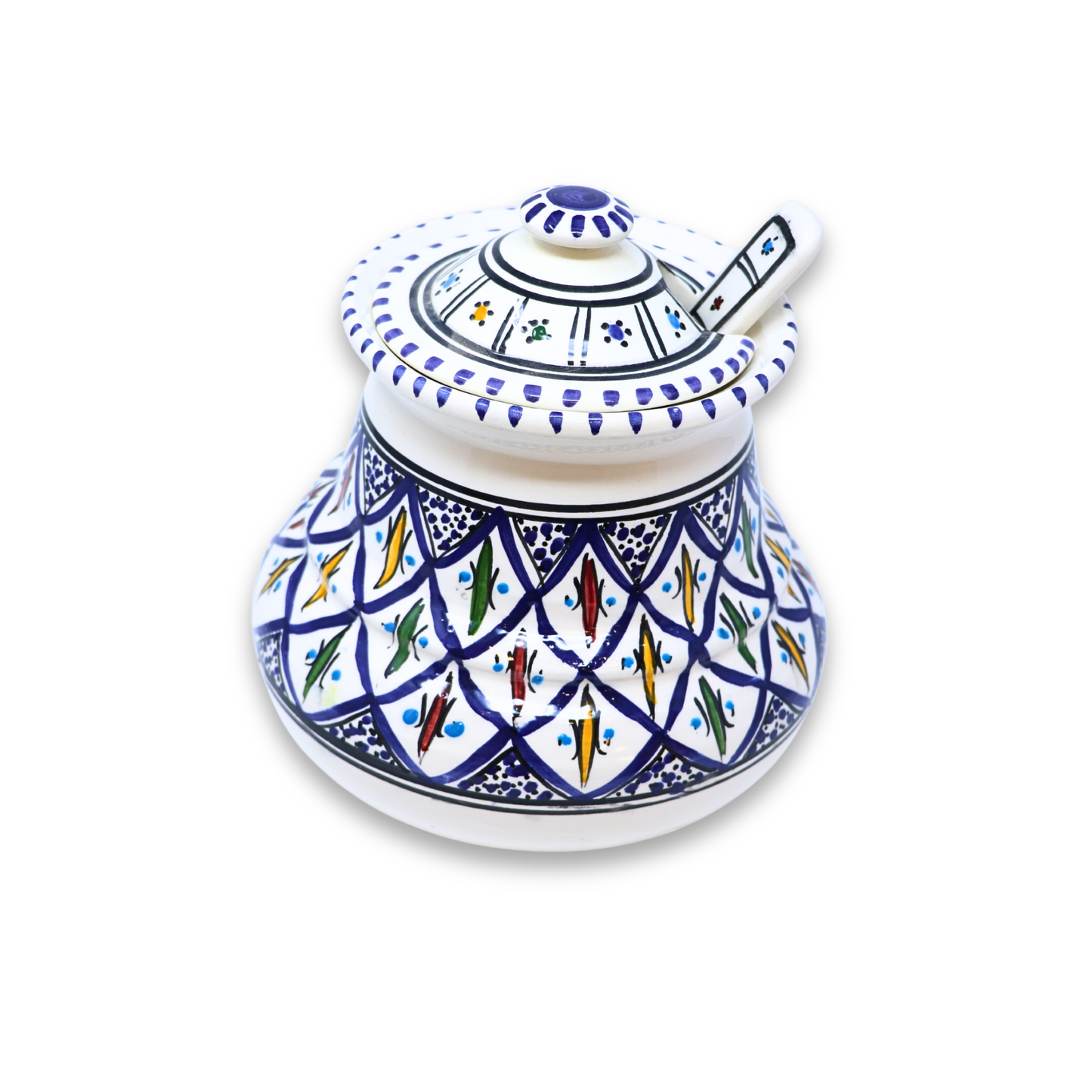 Handmade Ceramic Pot with Spoon, 17 cm