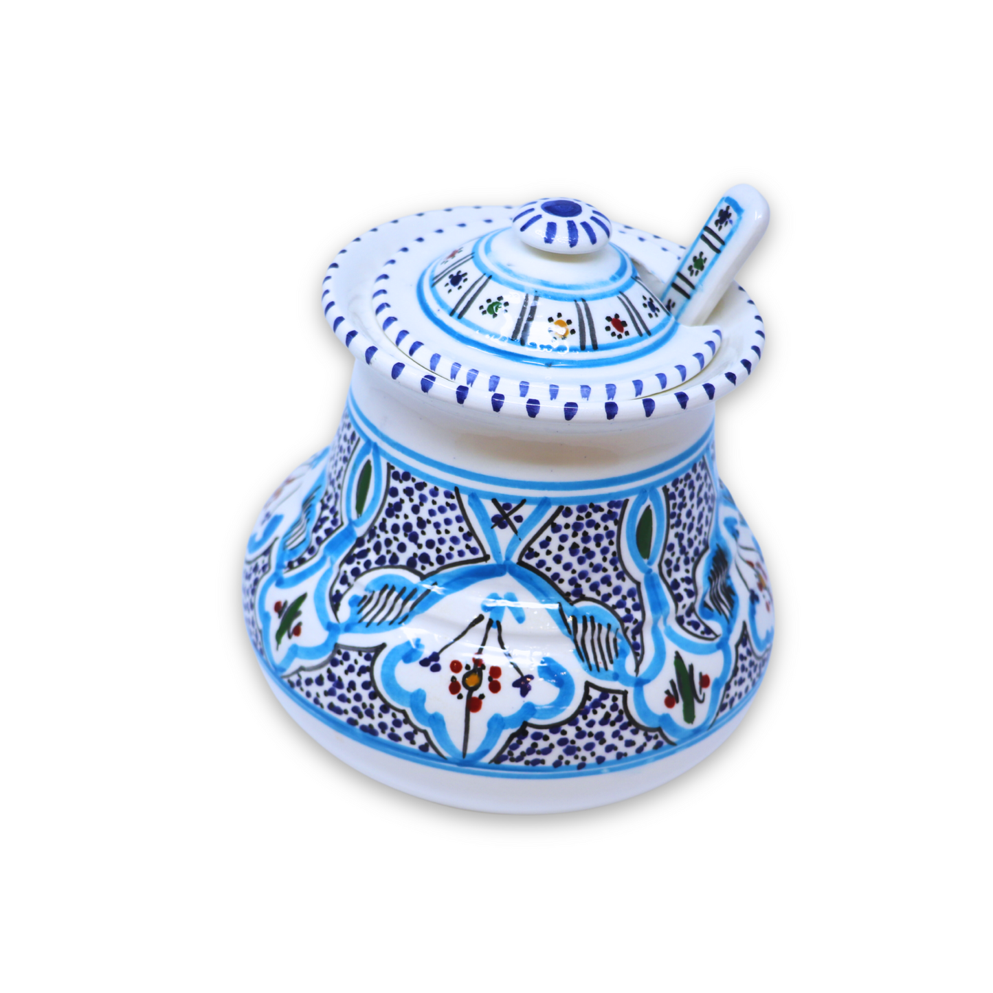 Handmade Ceramic Pot with Spoon, 17 cm