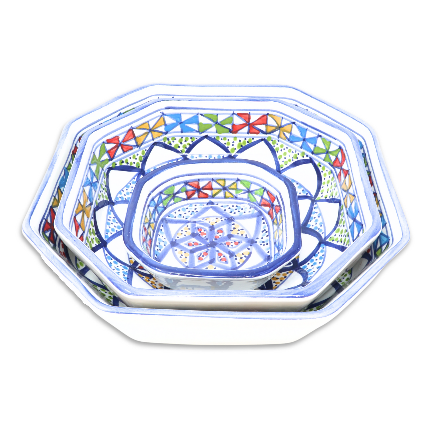 Handmade Ceramic Octagonal Bowl, 25 cm