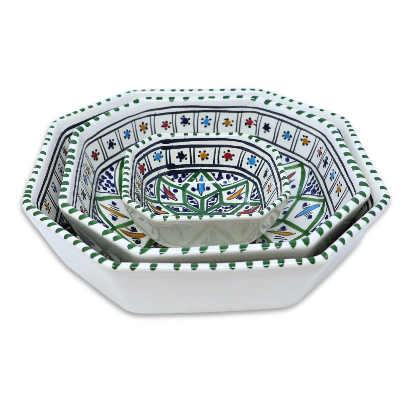 Handmade Ceramic Octagonal Bowl, 25 cm