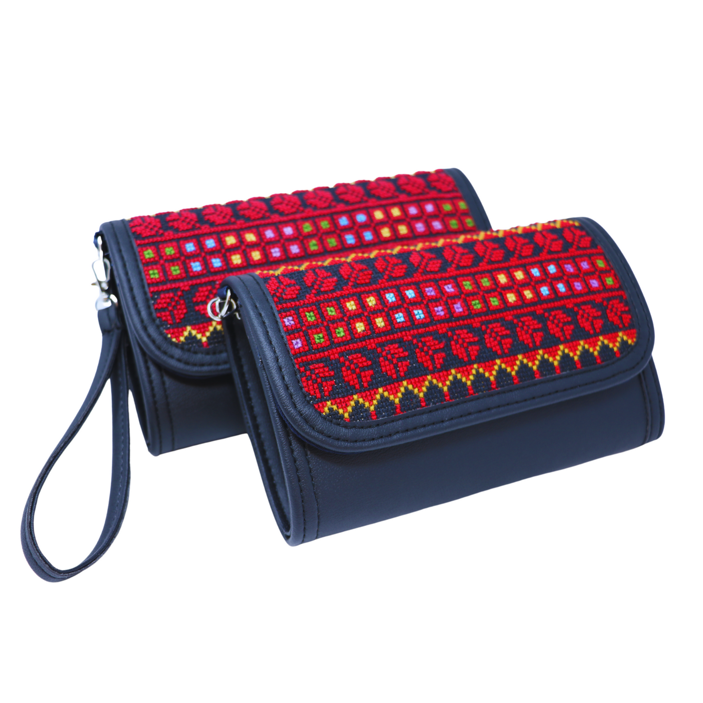 Artistry in Stitches: Hand-Embroidered Leather Wallet with Ample Card Holders (20x12 cm)