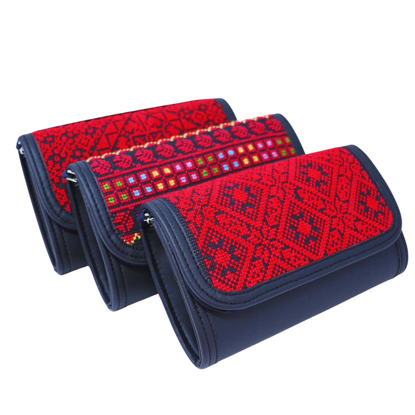 Elegant Hand-Embroidered Leather Wallet with Strap (20x12 cm)