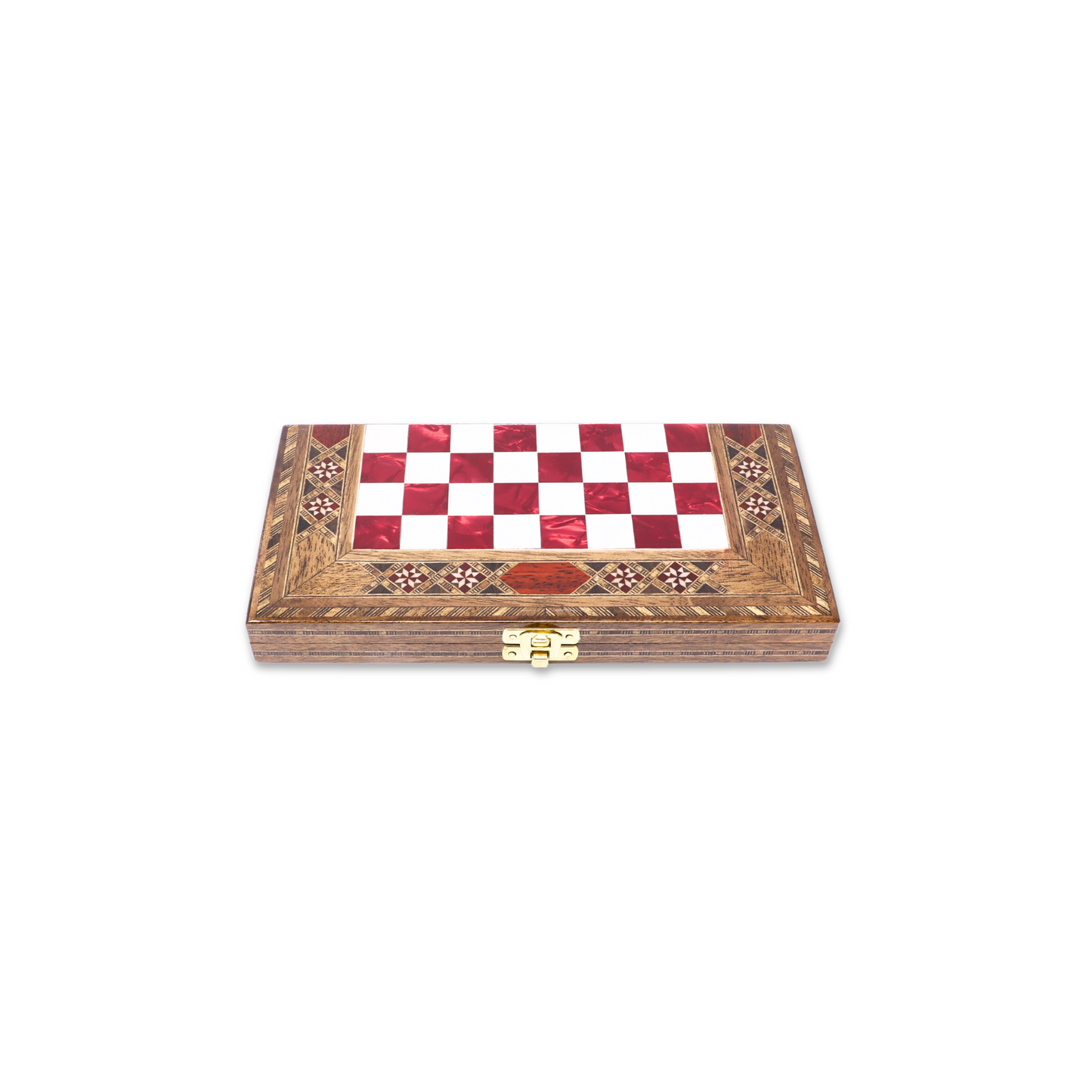 Handmade Mosaic Wood Folded Chess Board - Small - Red, L25W13H2 cm