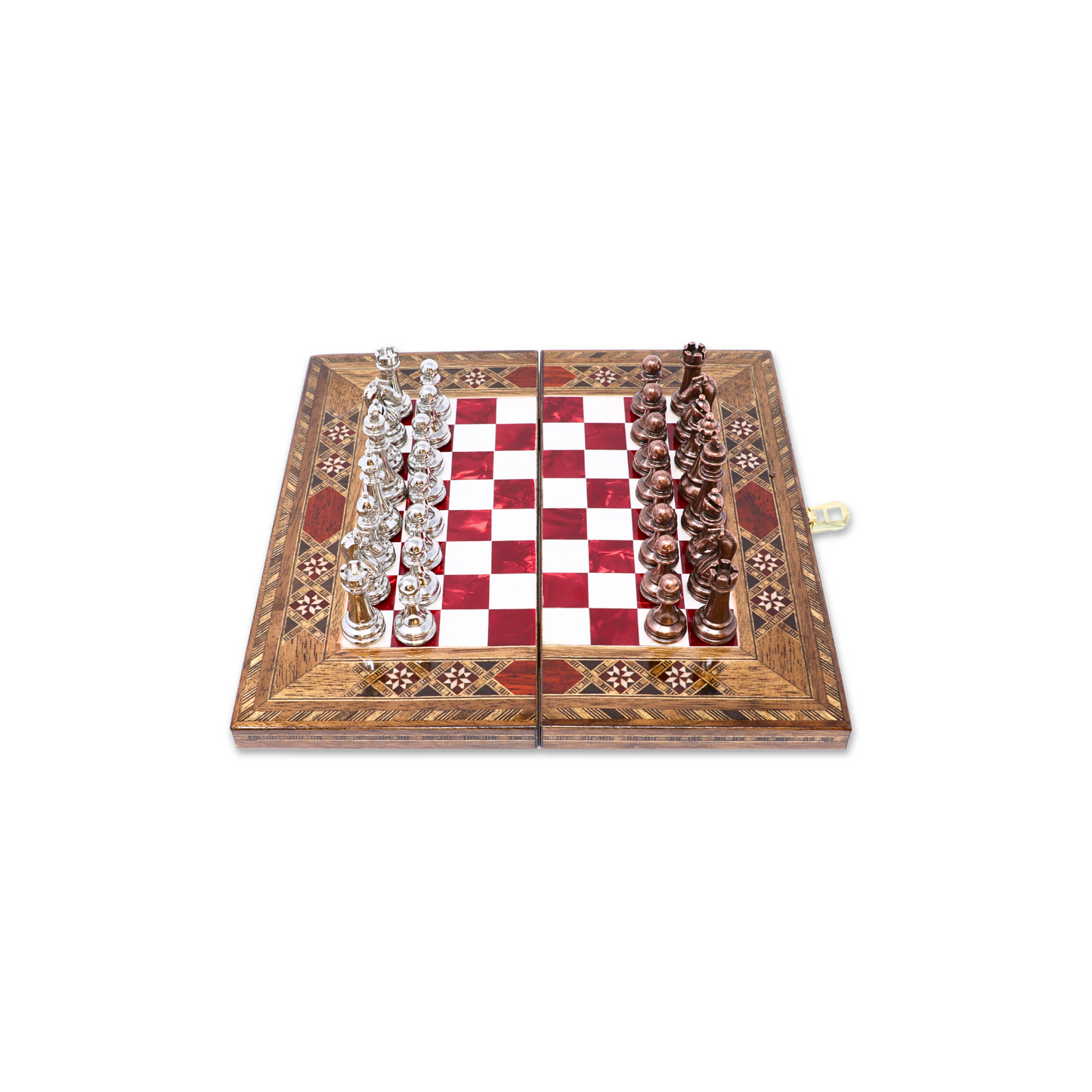 Handmade Mosaic Wood Folded Chess Board - Small - Red, L25W13H2 cm