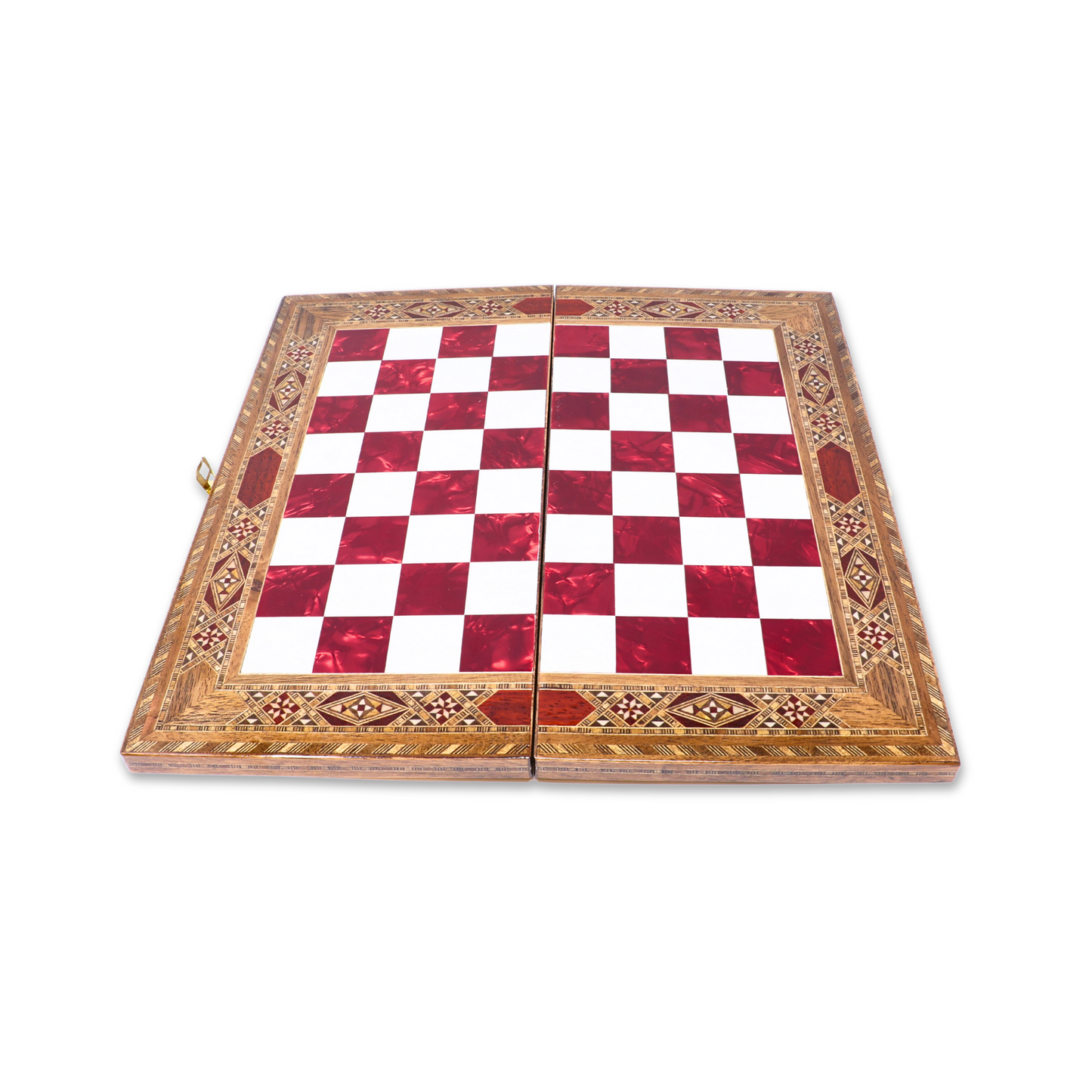 Handmade Wooden Mosaic Chess Board - Folding - Medium - 34 cm