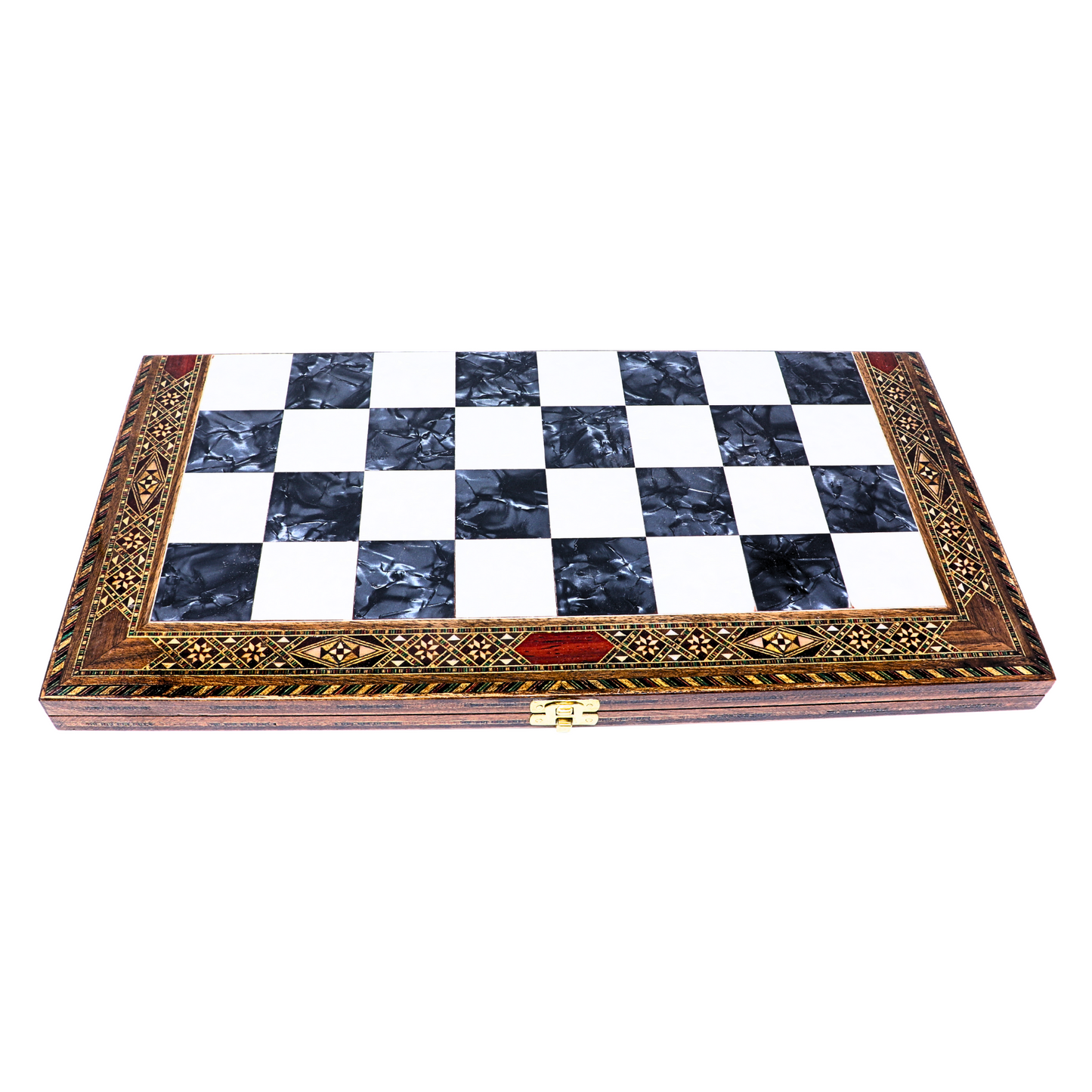 Handmade Wooden Mosaic Chess Board - Folding - X Large - 45 cm