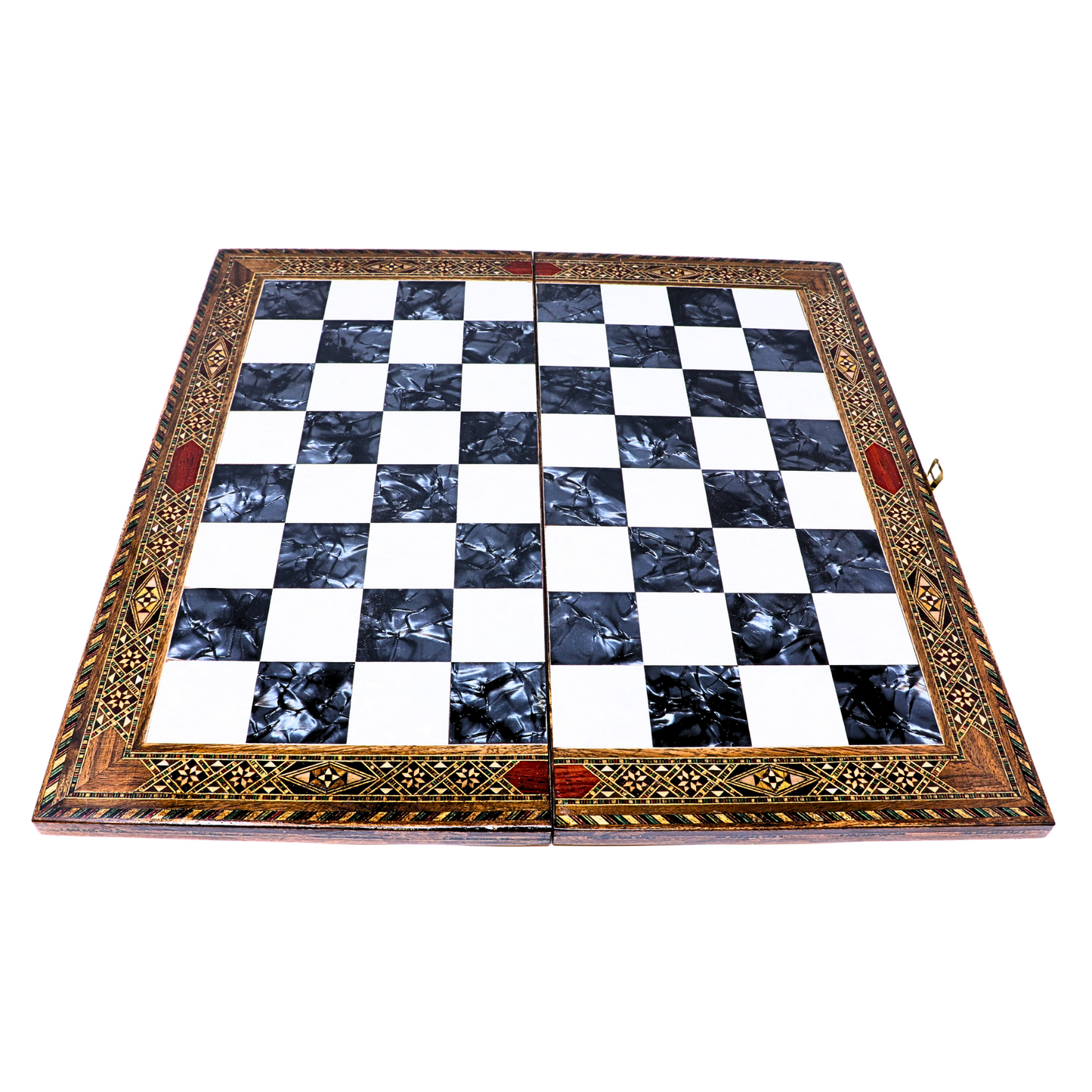Handmade Wooden Mosaic Chess Board - Folding - X Large - 45 cm