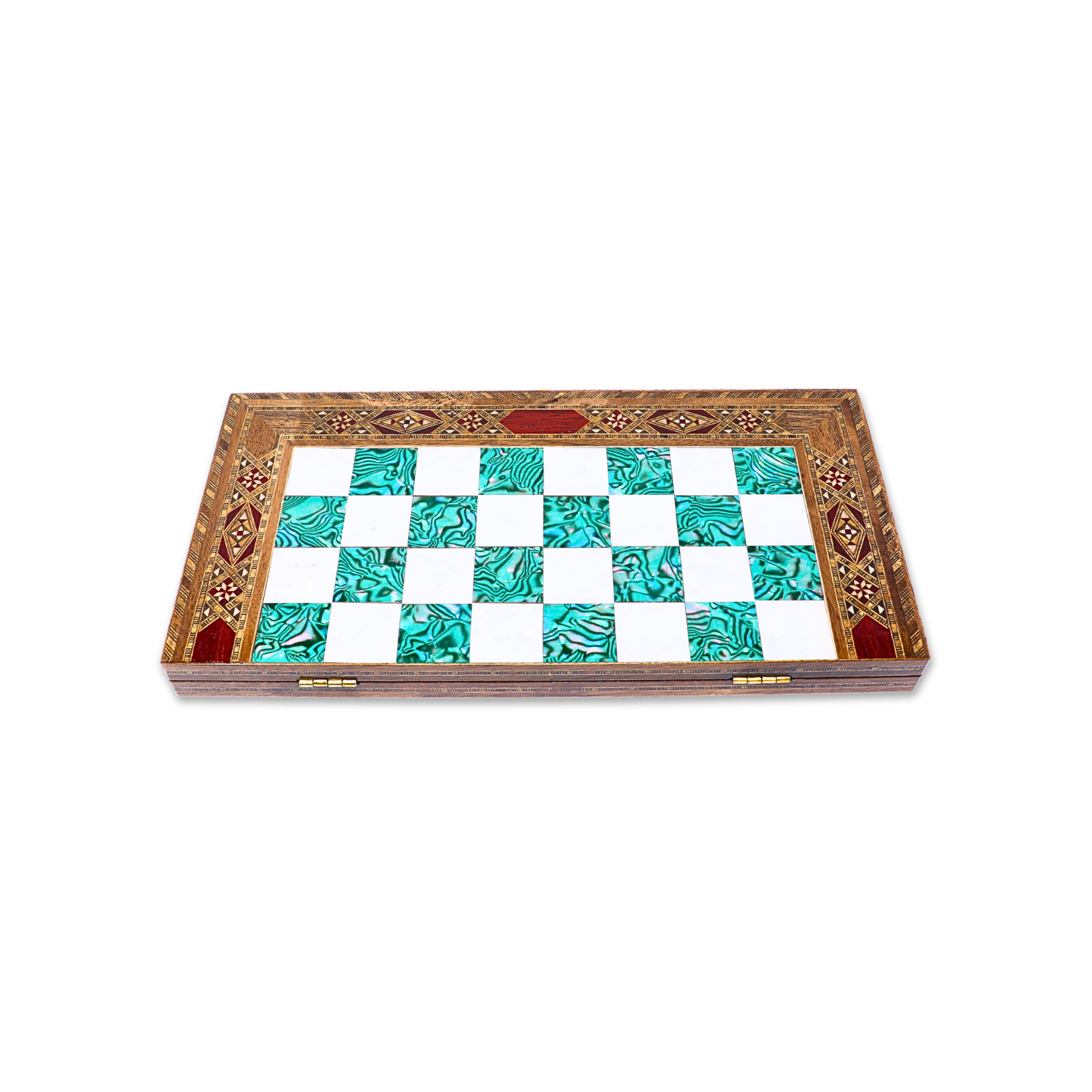 Handmade Wooden Mosaic Chess Board - Folding - Medium - 34 cm