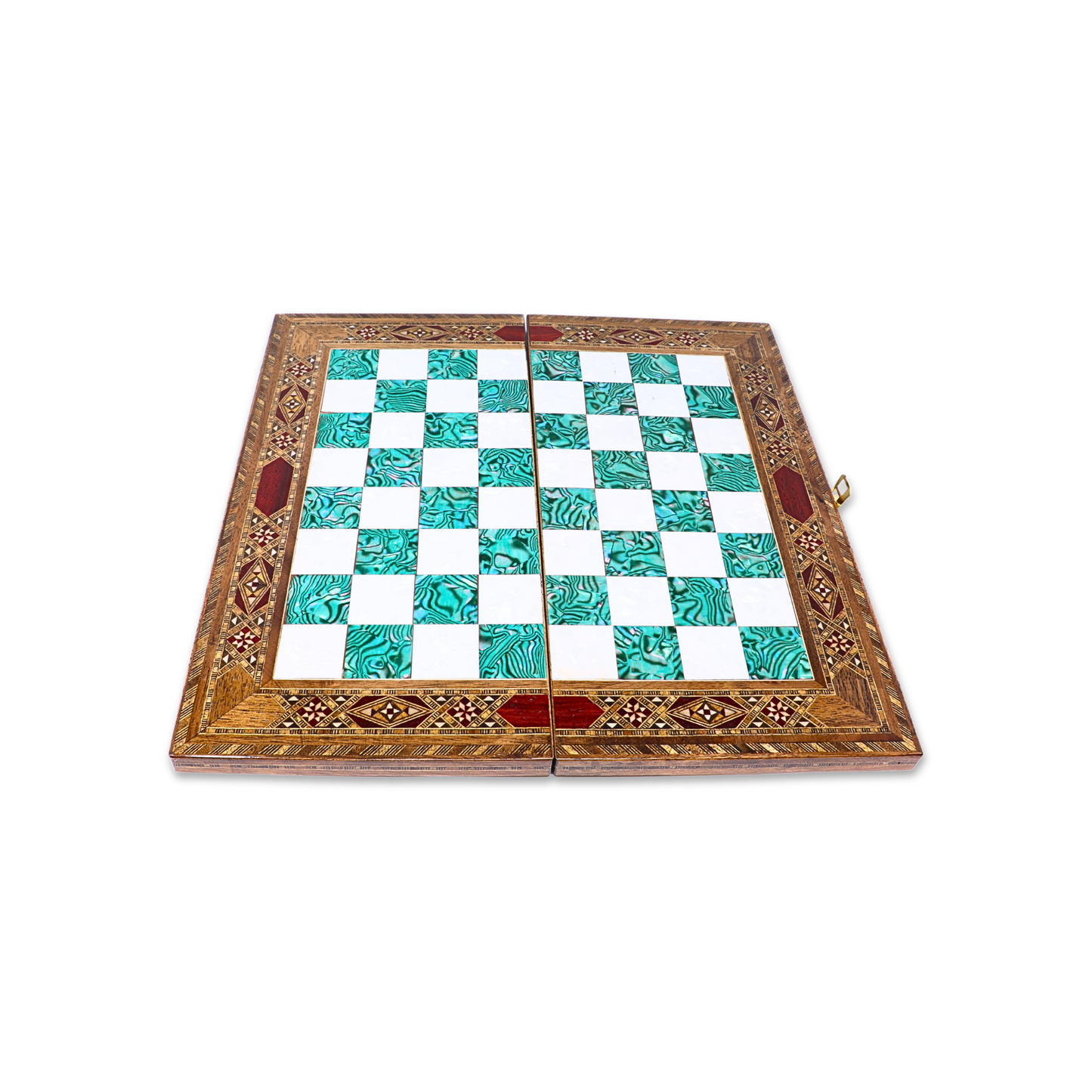 Handmade Wooden Mosaic Chess Board - Folding - Medium - 34 cm