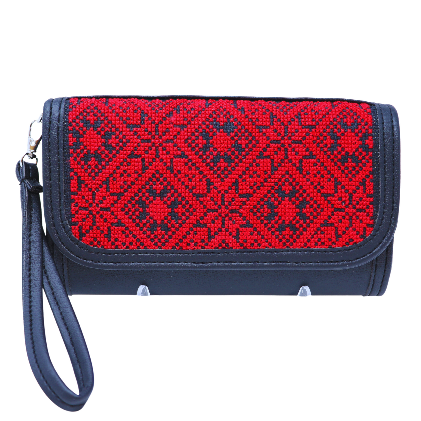 Artistry in Stitches: Hand-Embroidered Leather Wallet with Ample Card Holders (20x12 cm)