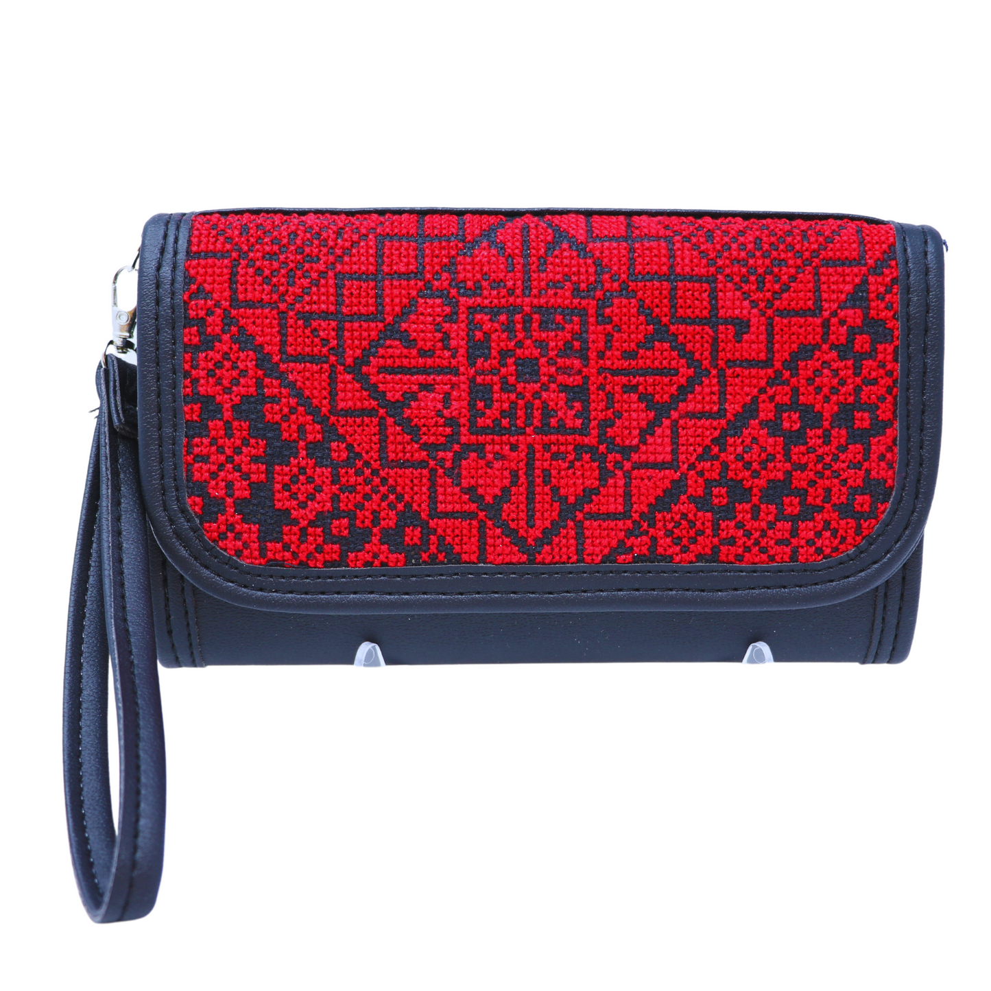 Artistry in Stitches: Hand-Embroidered Leather Wallet with Ample Card Holders (20x12 cm)