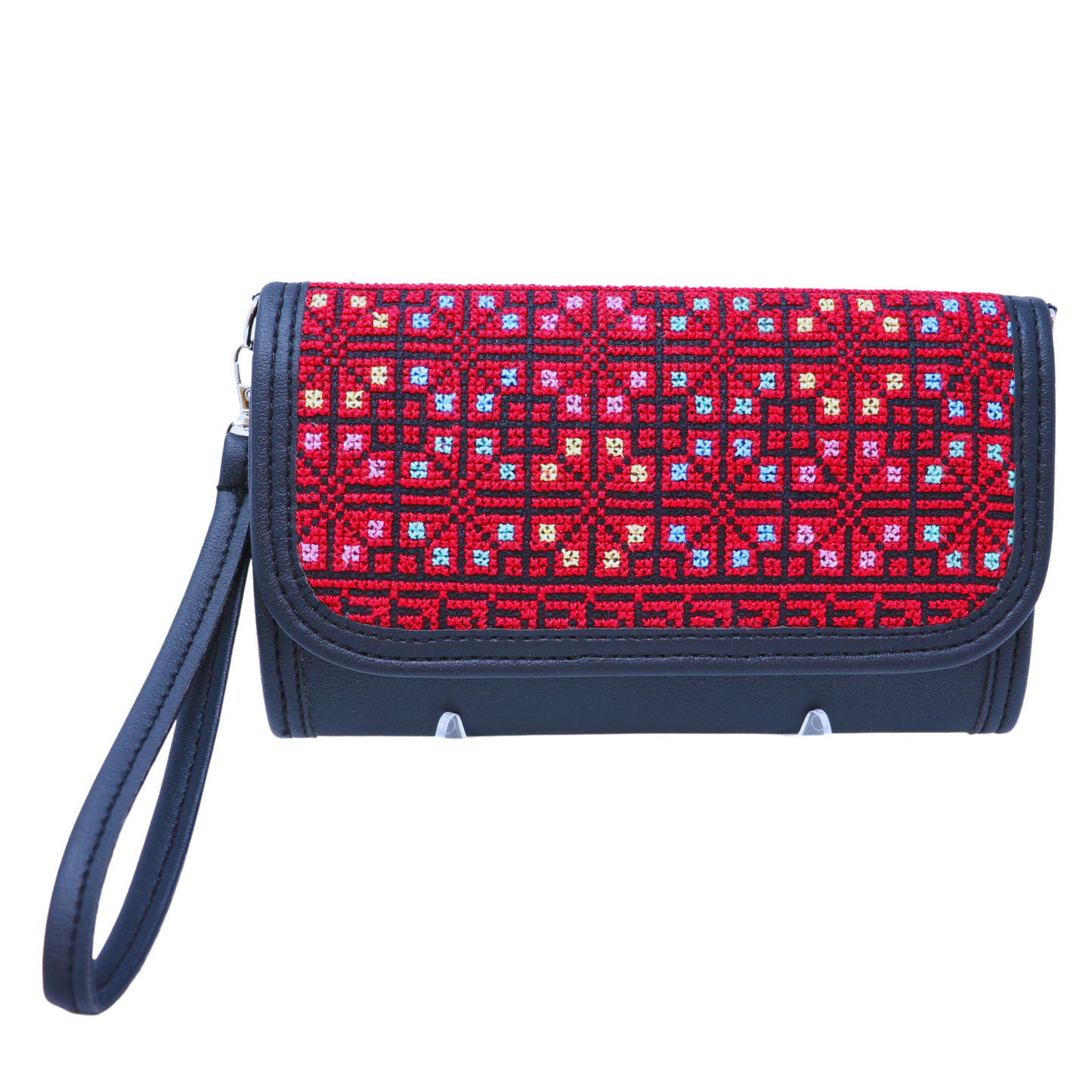 Artistry in Stitches: Hand-Embroidered Leather Wallet with Ample Card Holders (20x12 cm)