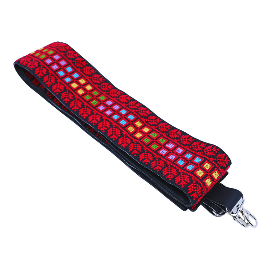 Hand-Cross-Stitch Embroidered Leather Bag Strap - Versatile 130 cm Length