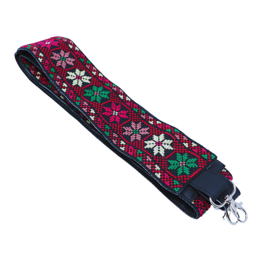 Hand-Cross-Stitch Embroidered Leather Bag Strap Mixed Collection