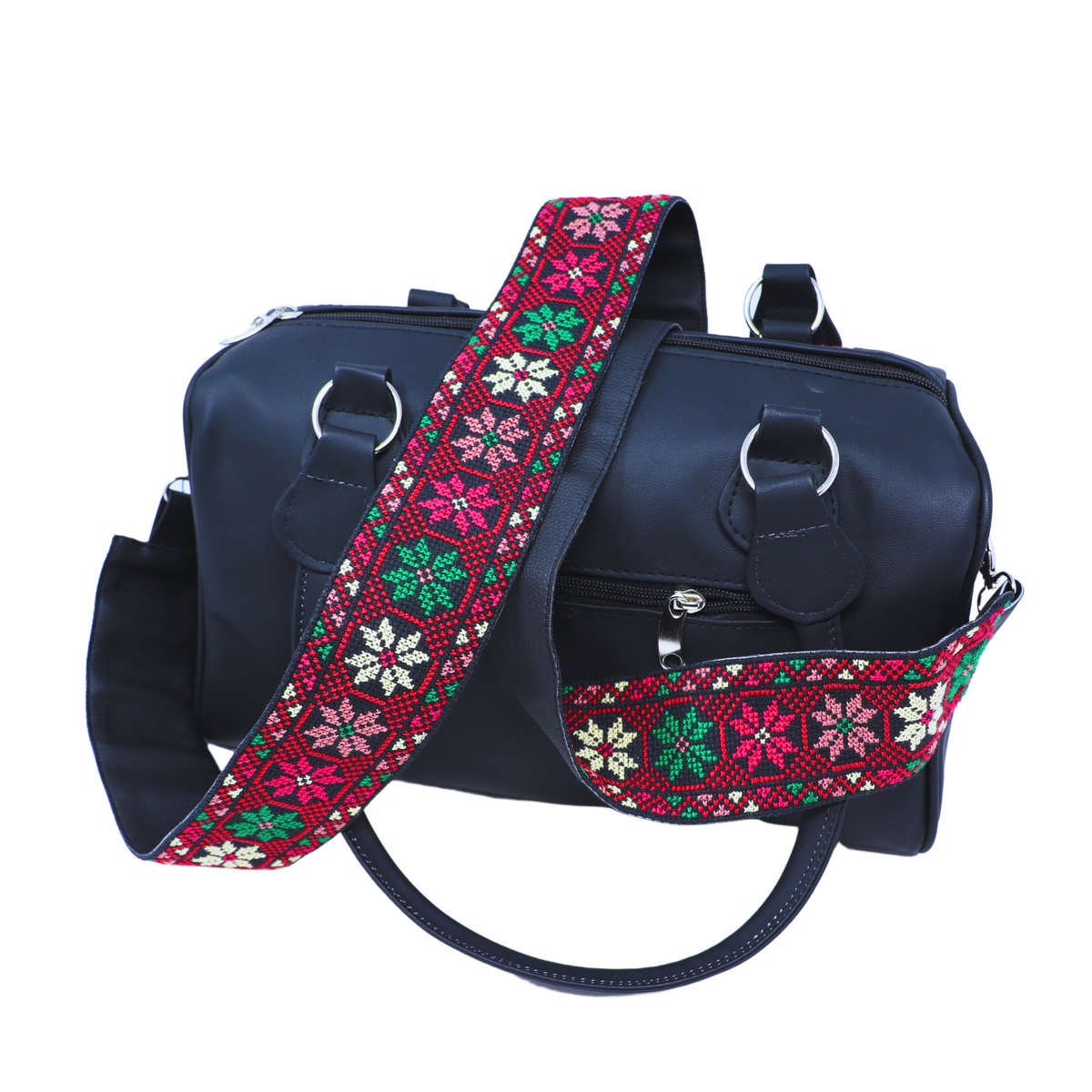 Hand-Cross-Stitch Embroidered Leather Bag Strap Mixed Collection