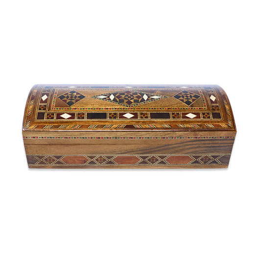 Handmade Mosaic Wood Box - Rectangular Curved, L20W8H5 cm