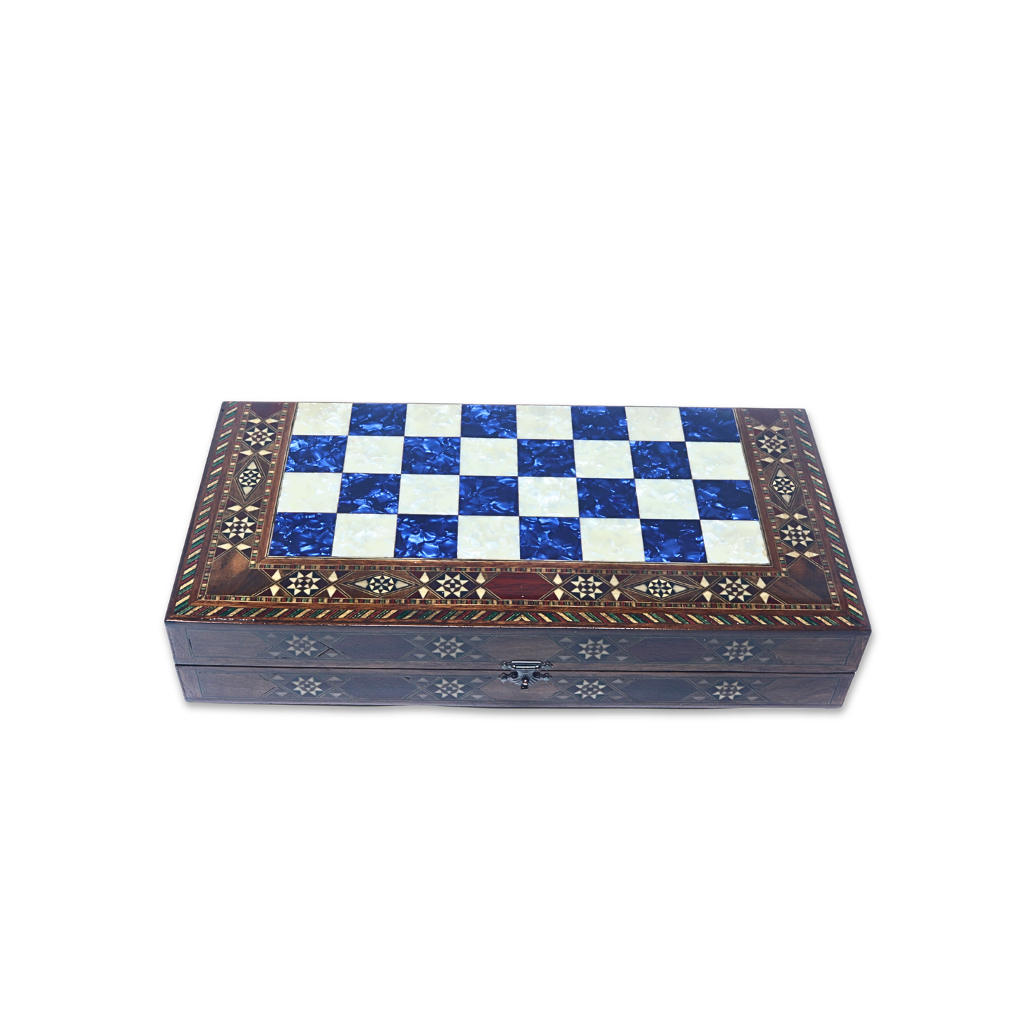 Handmade Wooden Mosaic Backgammon Set - Small 34 cm