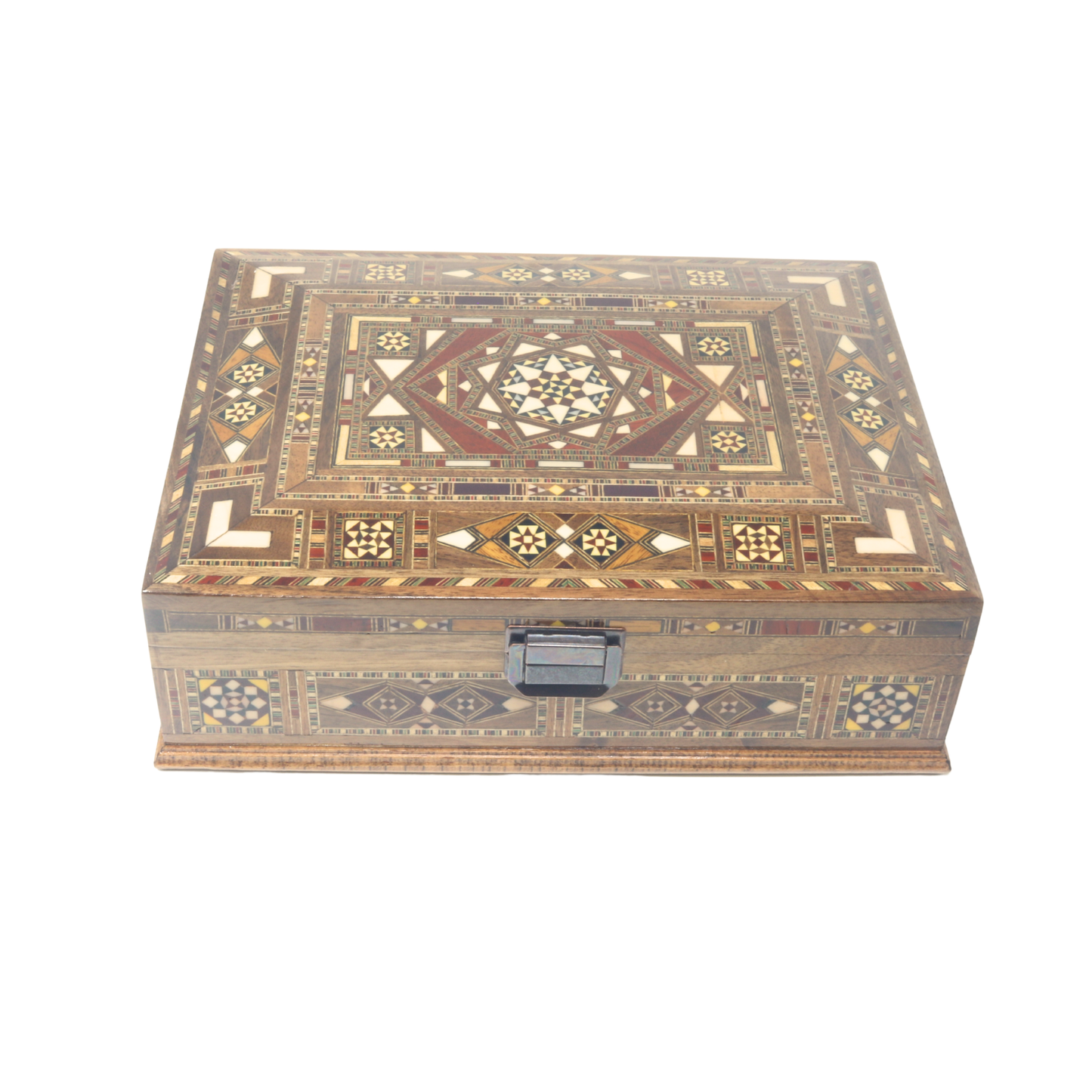 Handmade Wooden Mosaic Box - Angled Edge 28x22xH9 cm