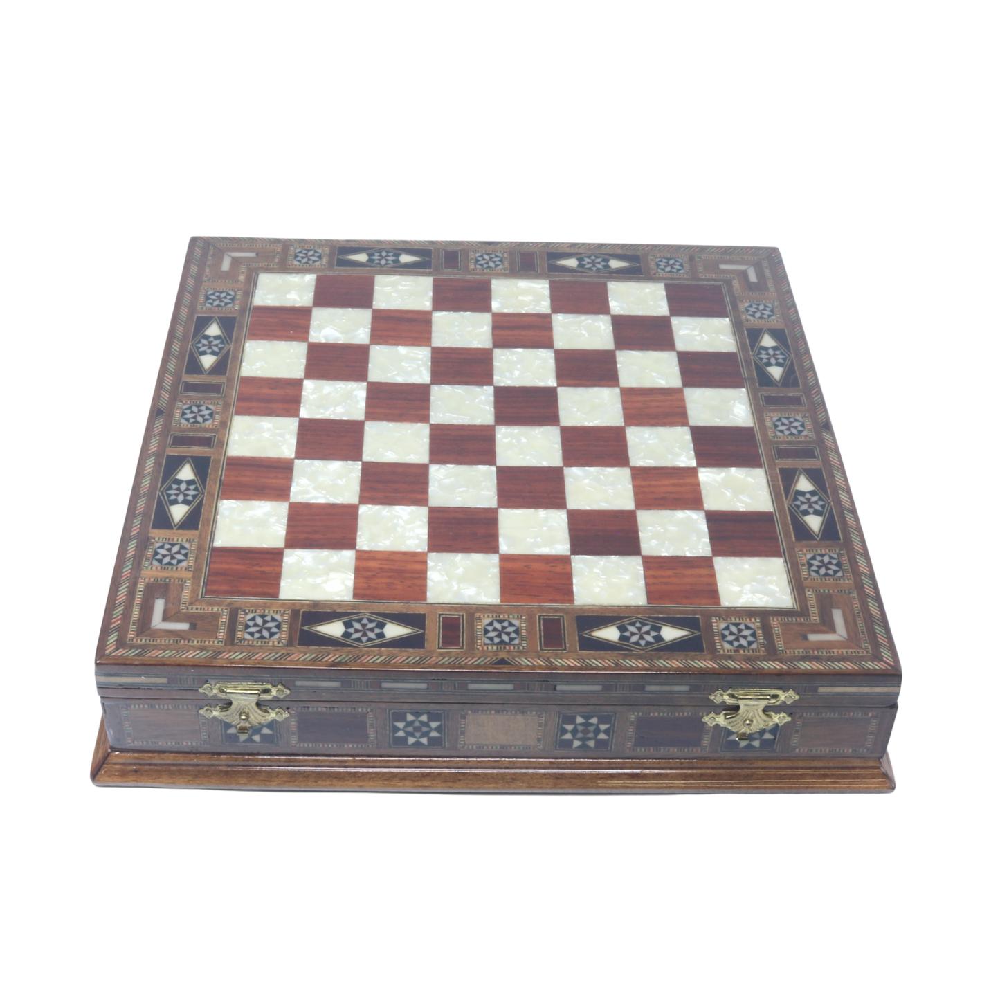 Handmade Wooden Mosaic Chess Board Chess Board with Internal Storage Box - Large 28 cm