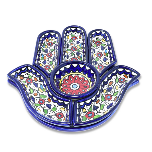 Handmade Ceramic 7-Piece, Hand-Shaped Appetizer and Condiment Platter 27 cm