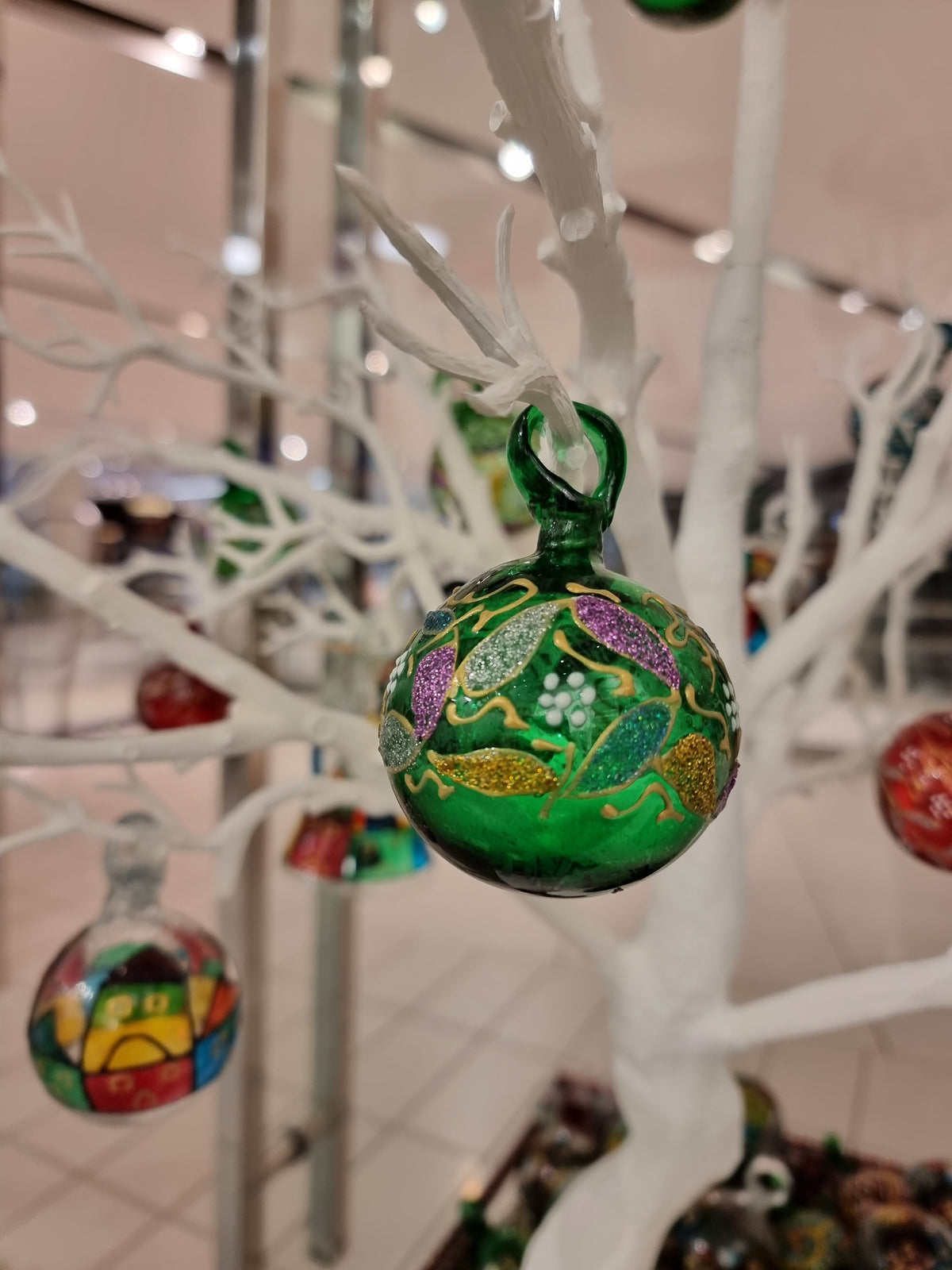 Handmade, Hand Painted Glass Christmas Ornament