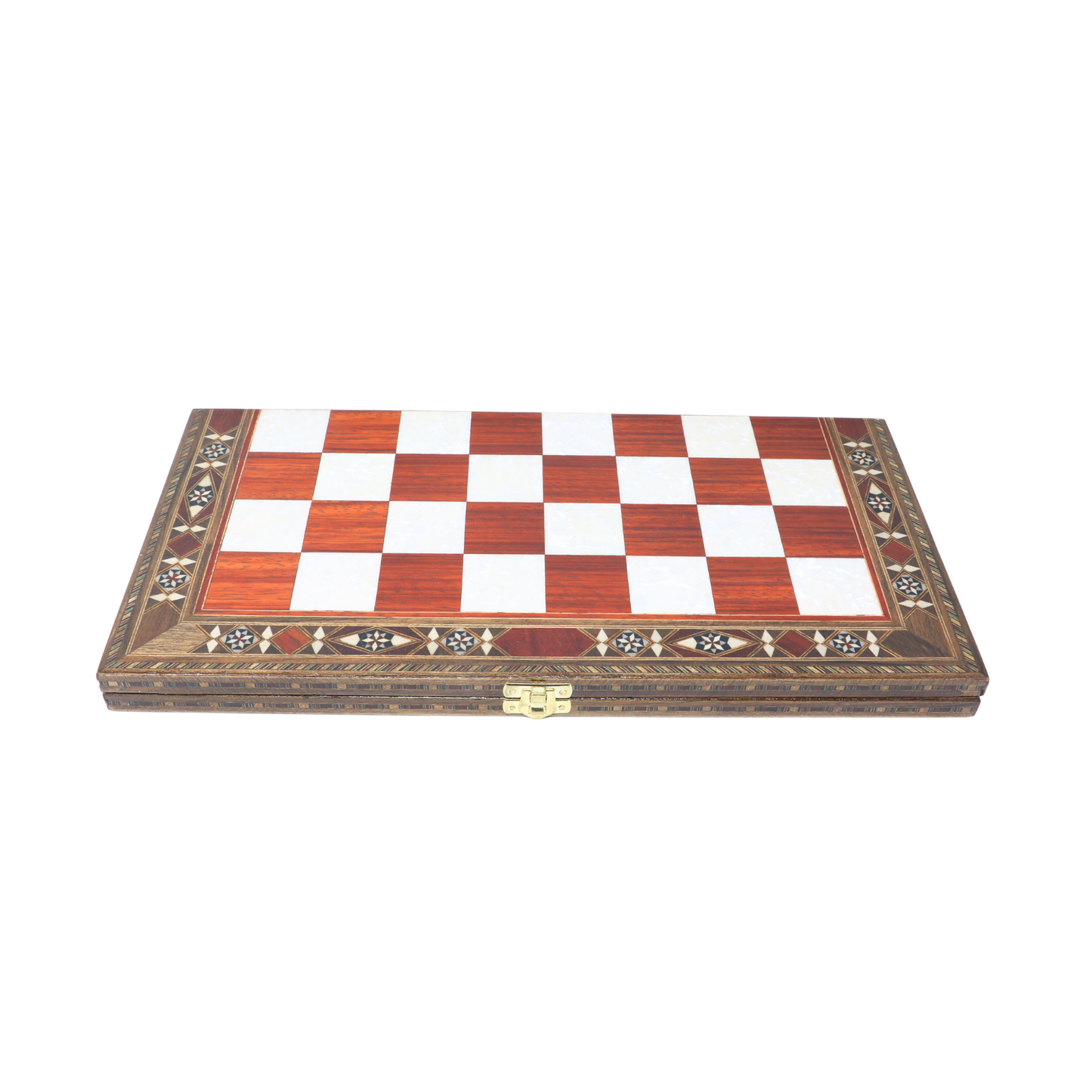 Handmade Wooden Mosaic Chess Board - Folding - Large - 38 cm