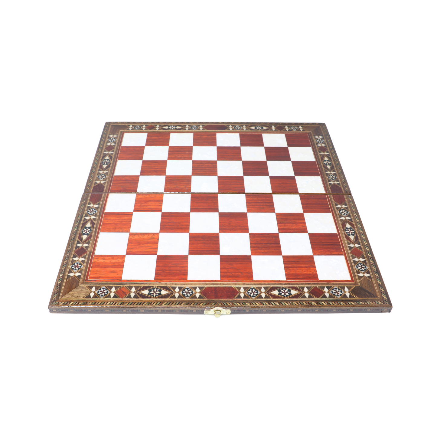 Handmade Wooden Mosaic Chess Board - Folding - Large - 38 cm