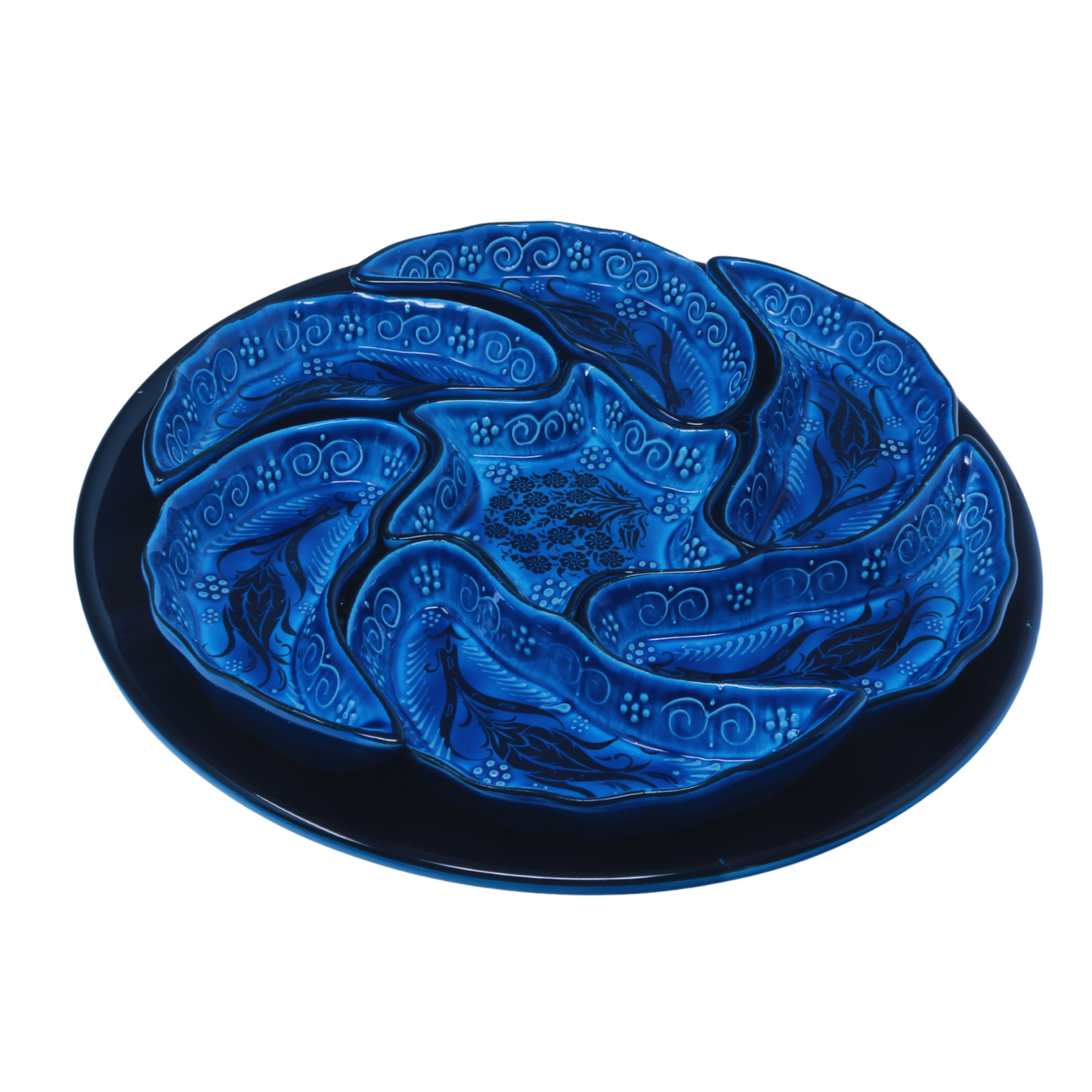 Handmade 8-piece Ceramic Platter, Turkquaz 33cm