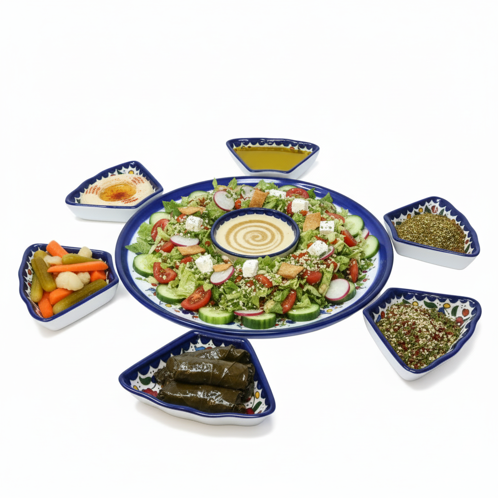 Handmade Ceramic 8-Piece Appetizer and Condiment Platter 32 cm